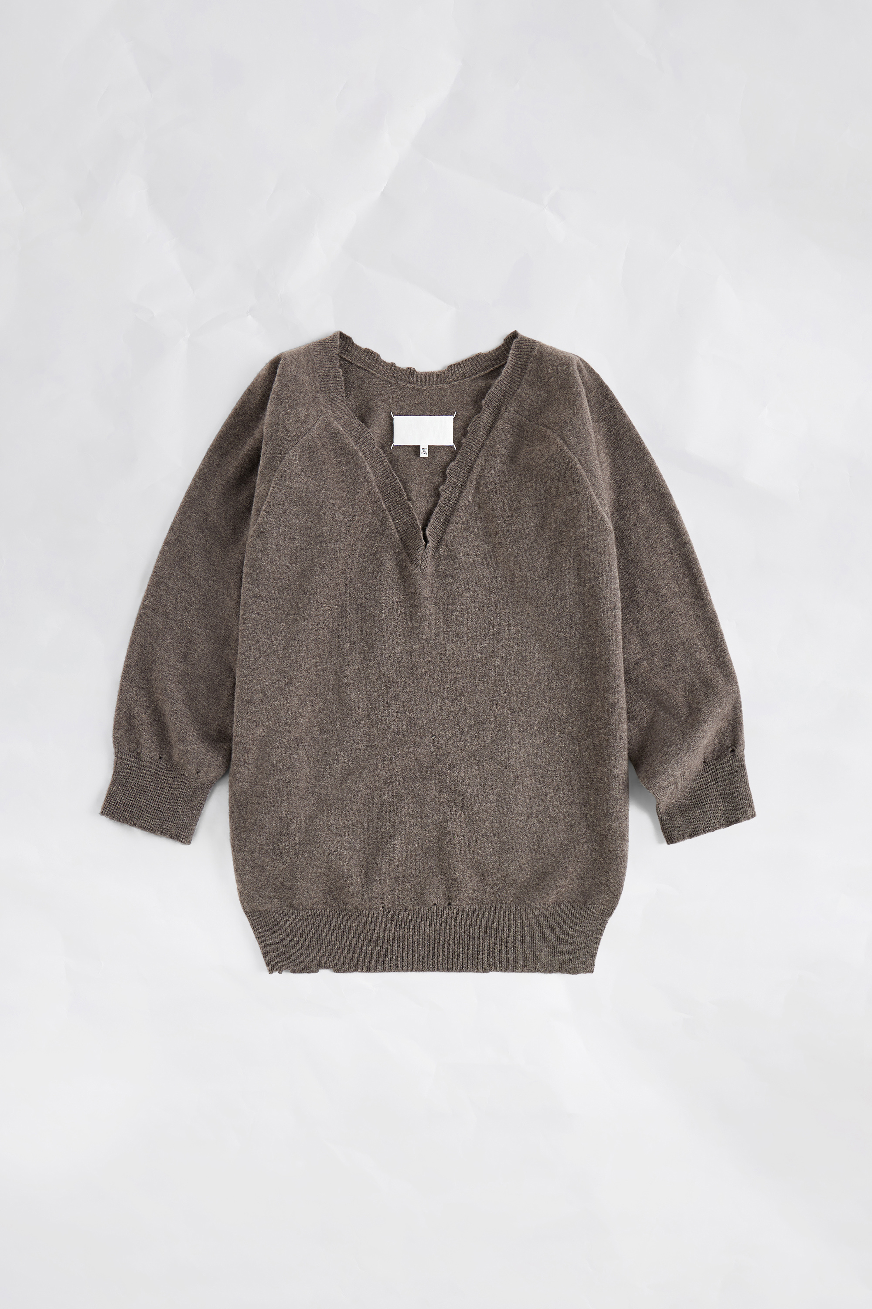 Mud brown Draped V-Neck Sweater | Maison Margiela Official