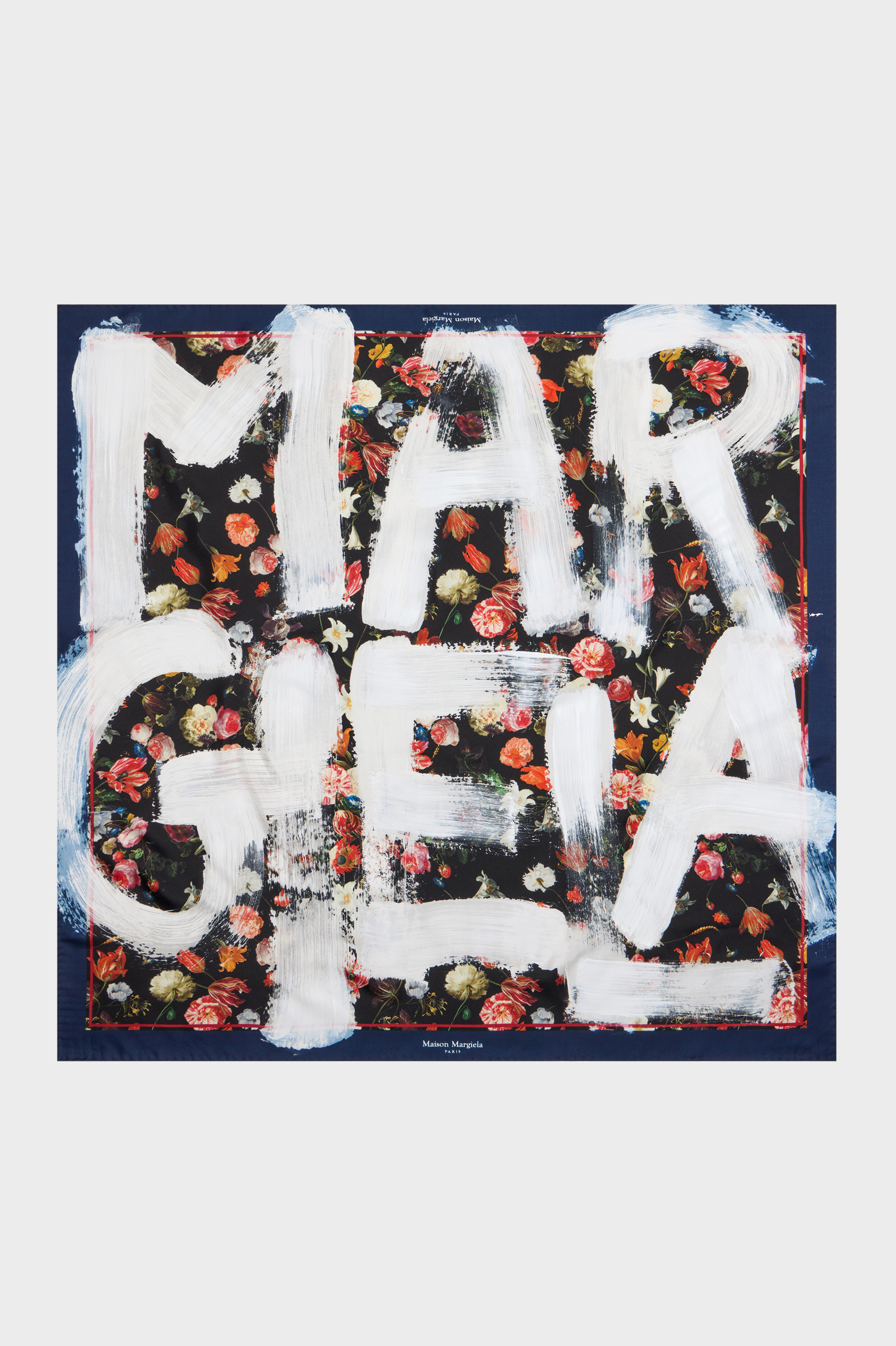 Maison Margiela 4ステッチ スカーフ 総柄 チェーン柄 オレンジ Black Printed Silk Scarf | Maison Margiela Official