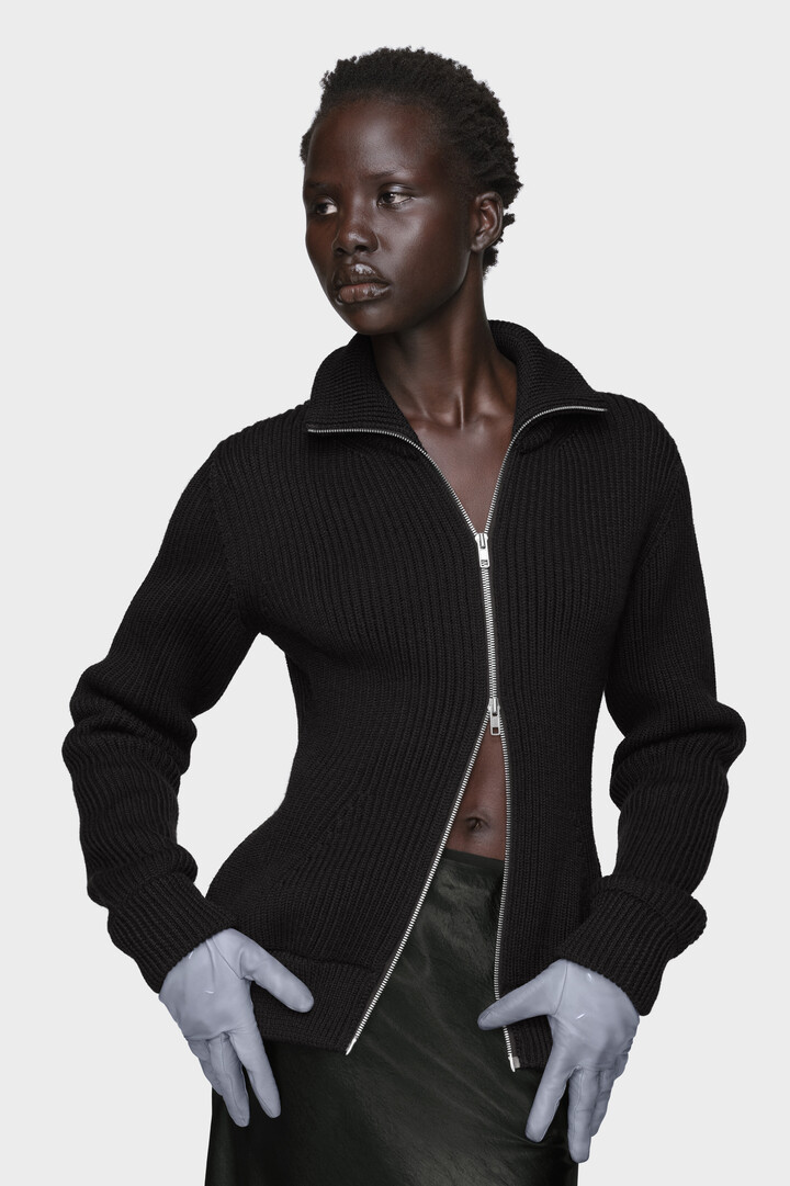 Wool zipped cardigan Black | Maison Margiela Official
