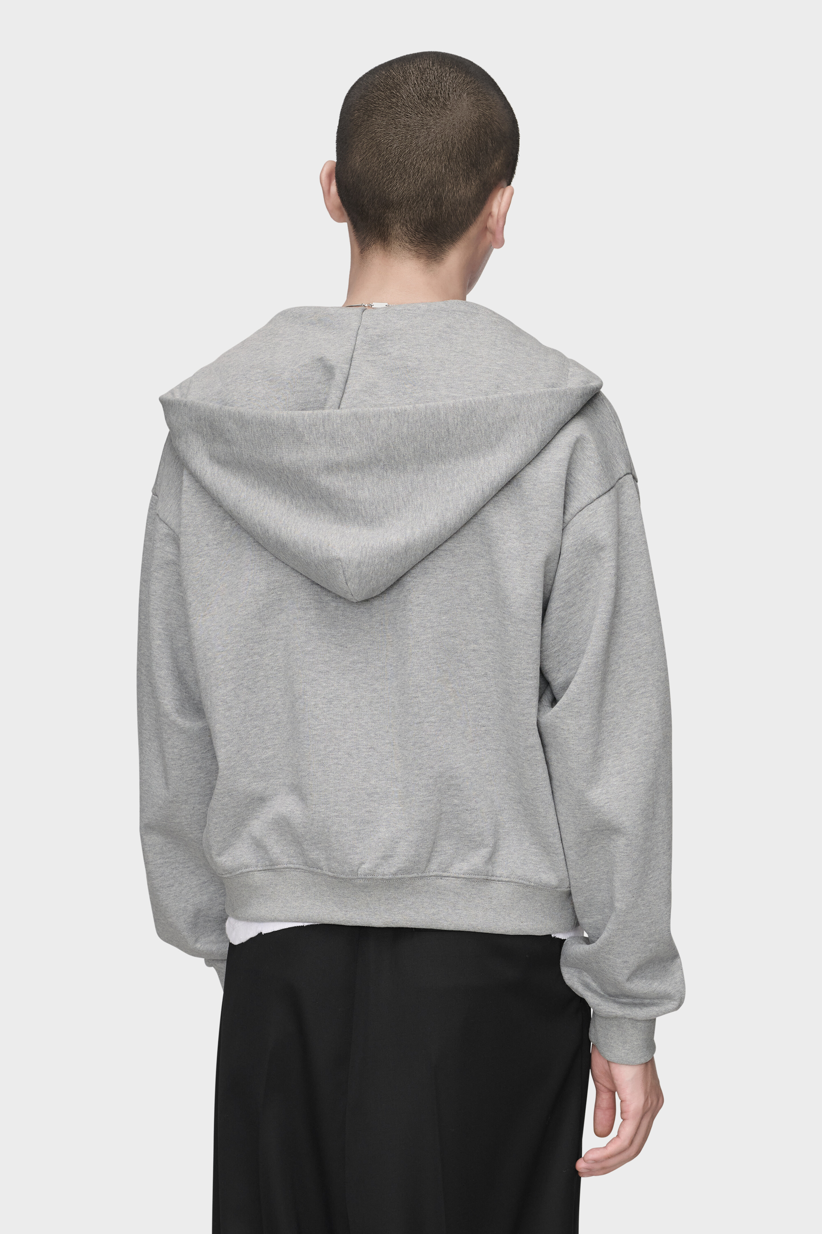 Grey Melange Zipped Hooded Sweatshirt | Maison Margiela Official