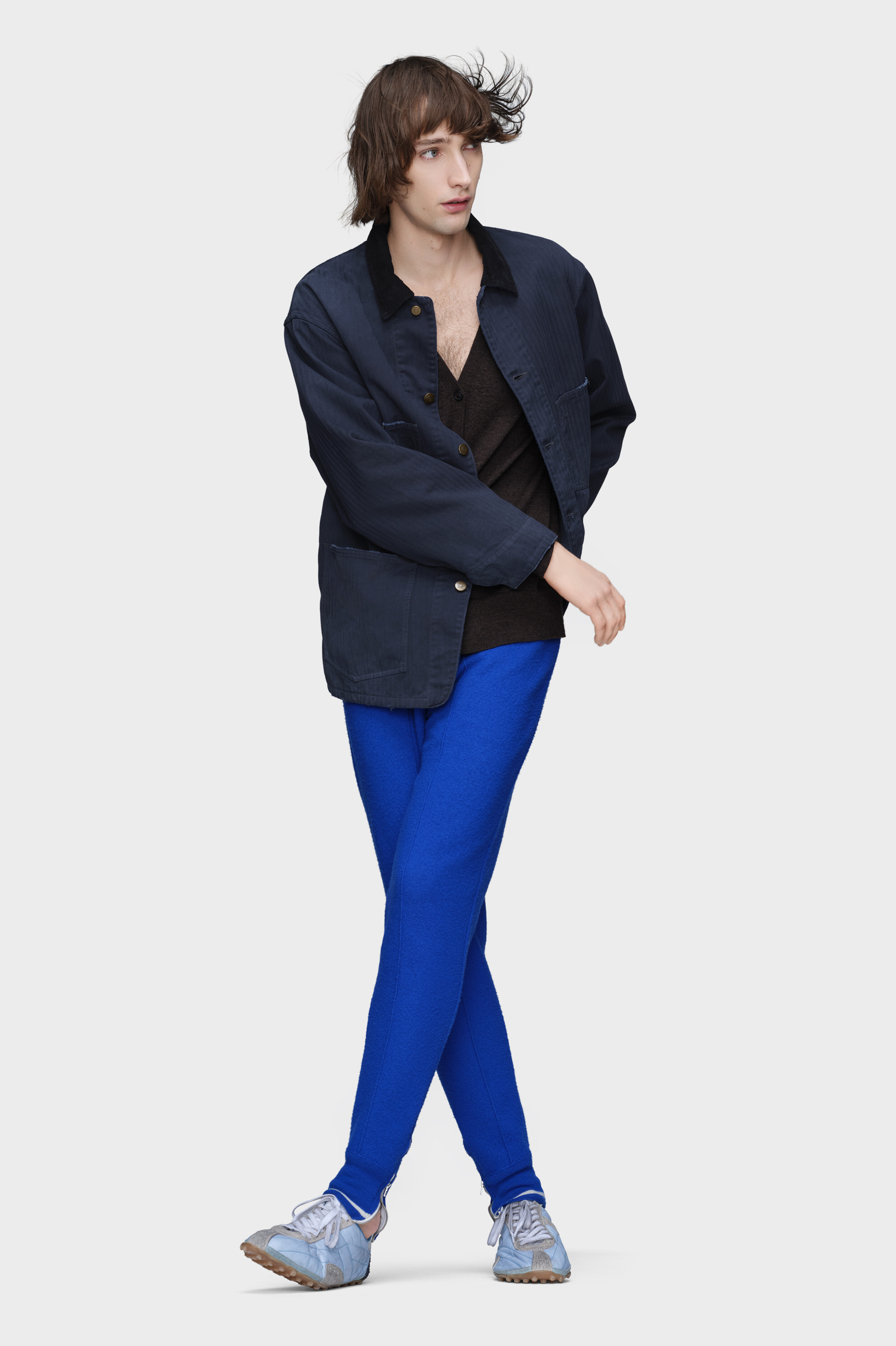 Men's Blue Cotton Herringbone Workwear Jacket