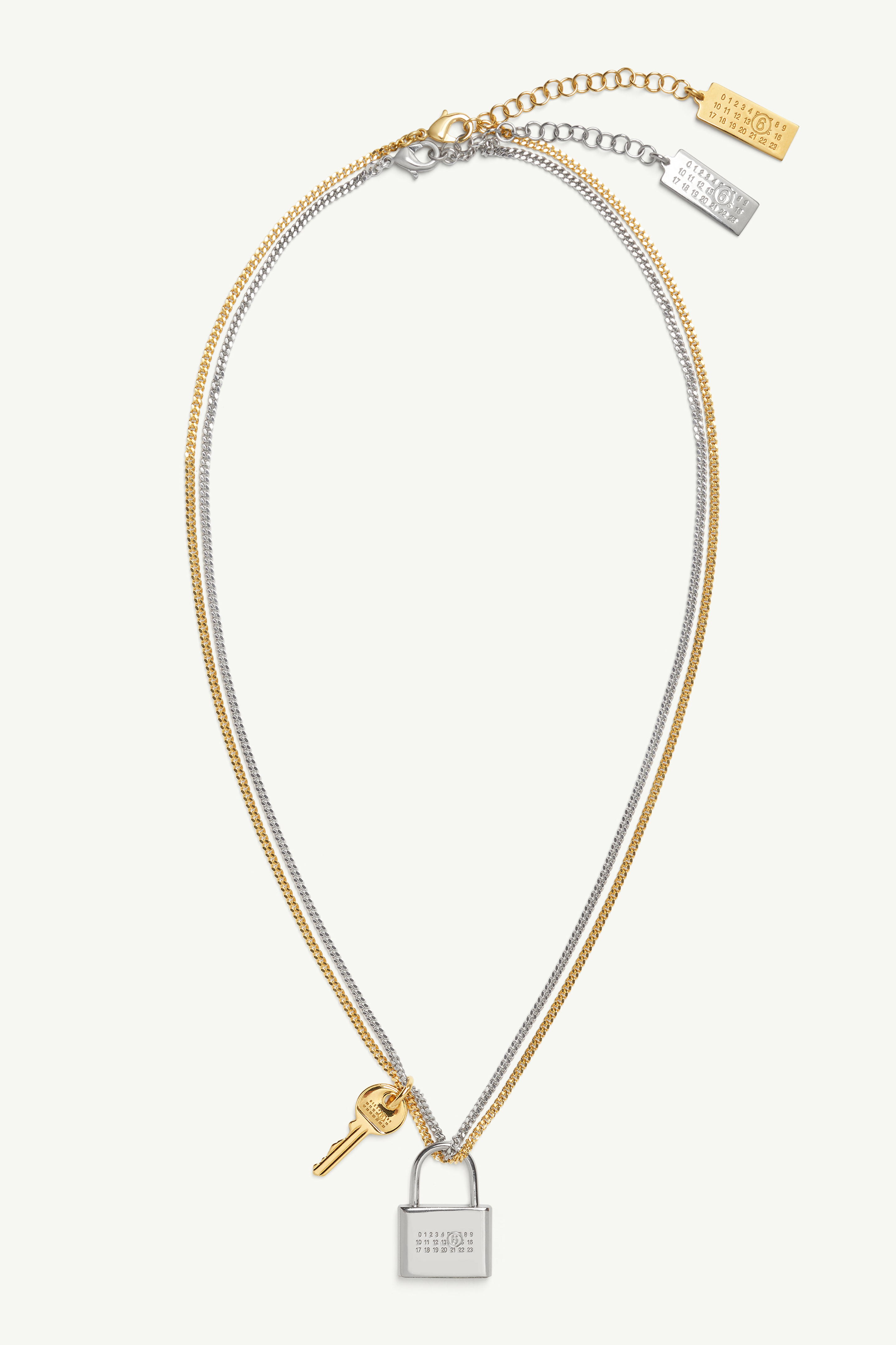 Lock and key two-tone necklace