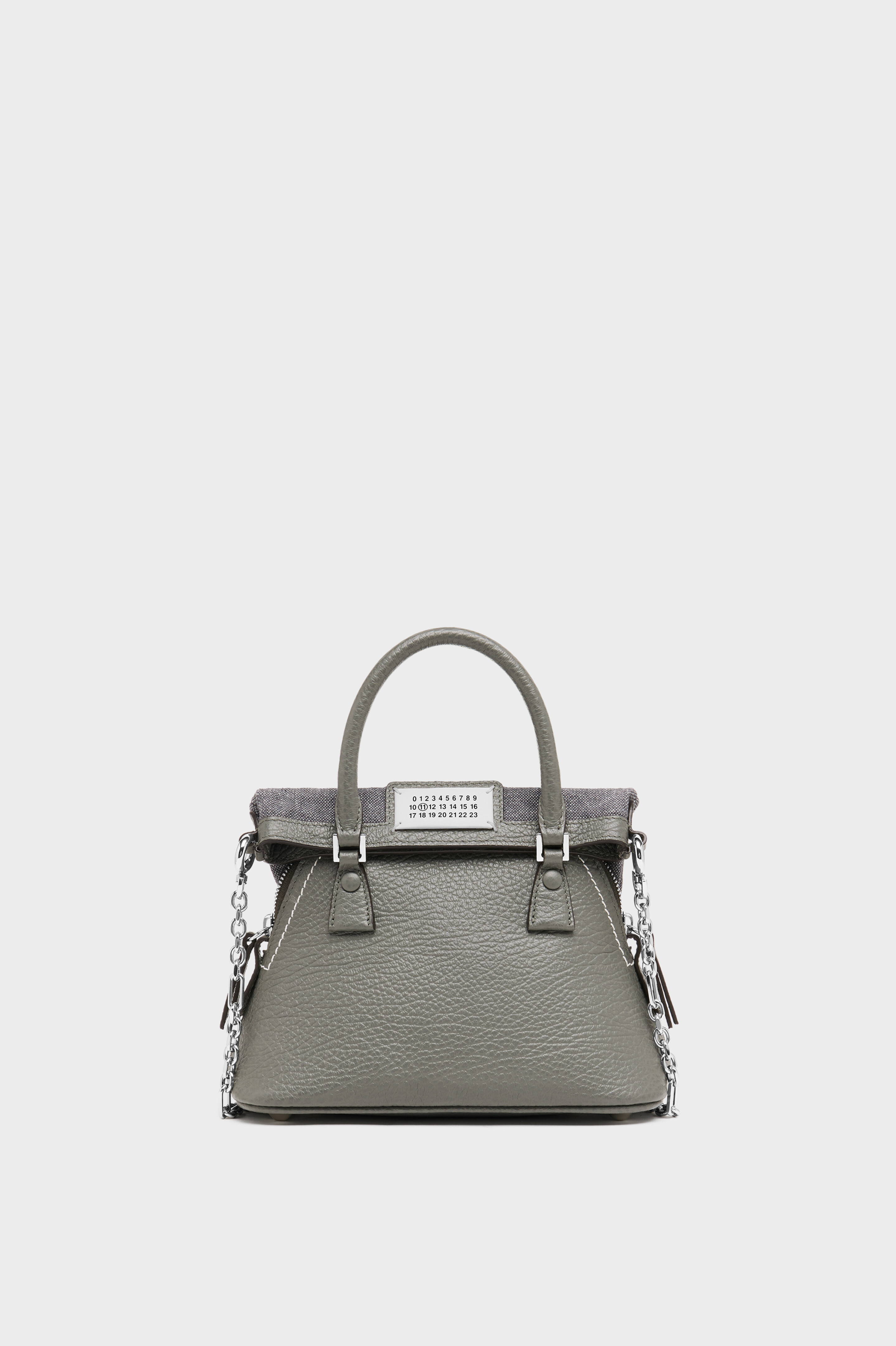 Gray Leather 5AC Classique Micro Shoulder Bag