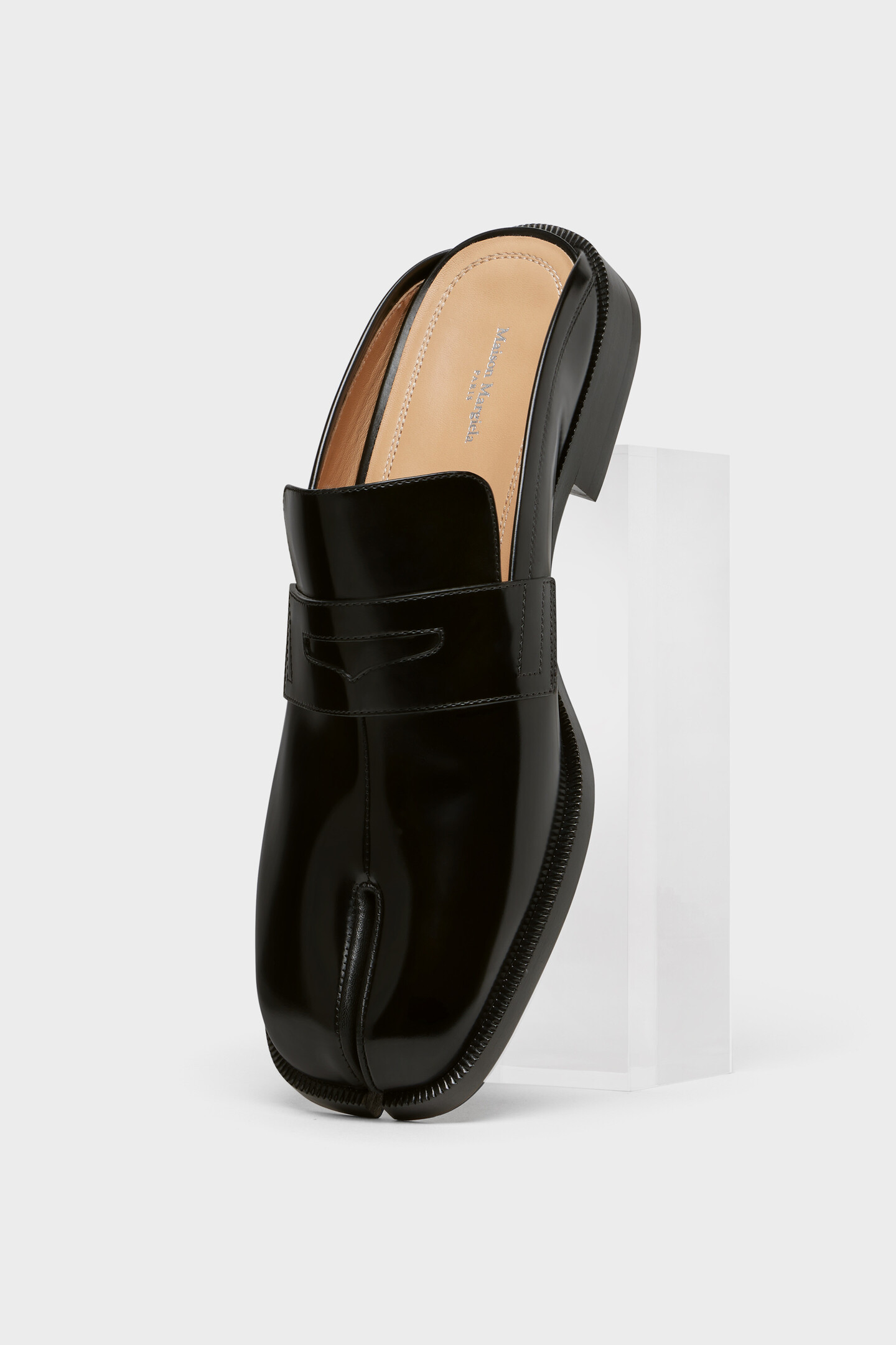 Men's Black Leather Tabi City Loafer Mules | Maison Margiela