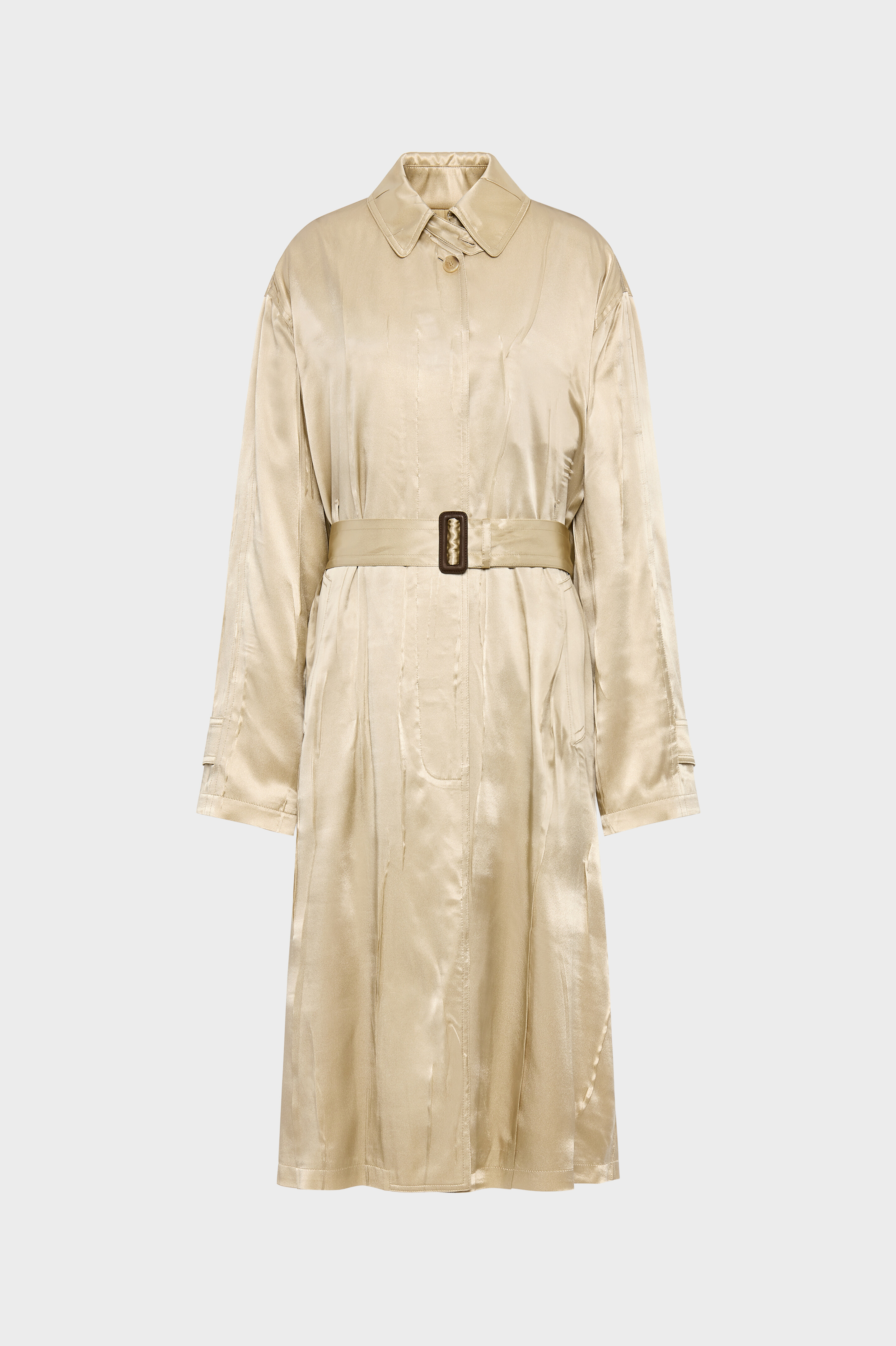 CREASED SATIN TRENCH COAT