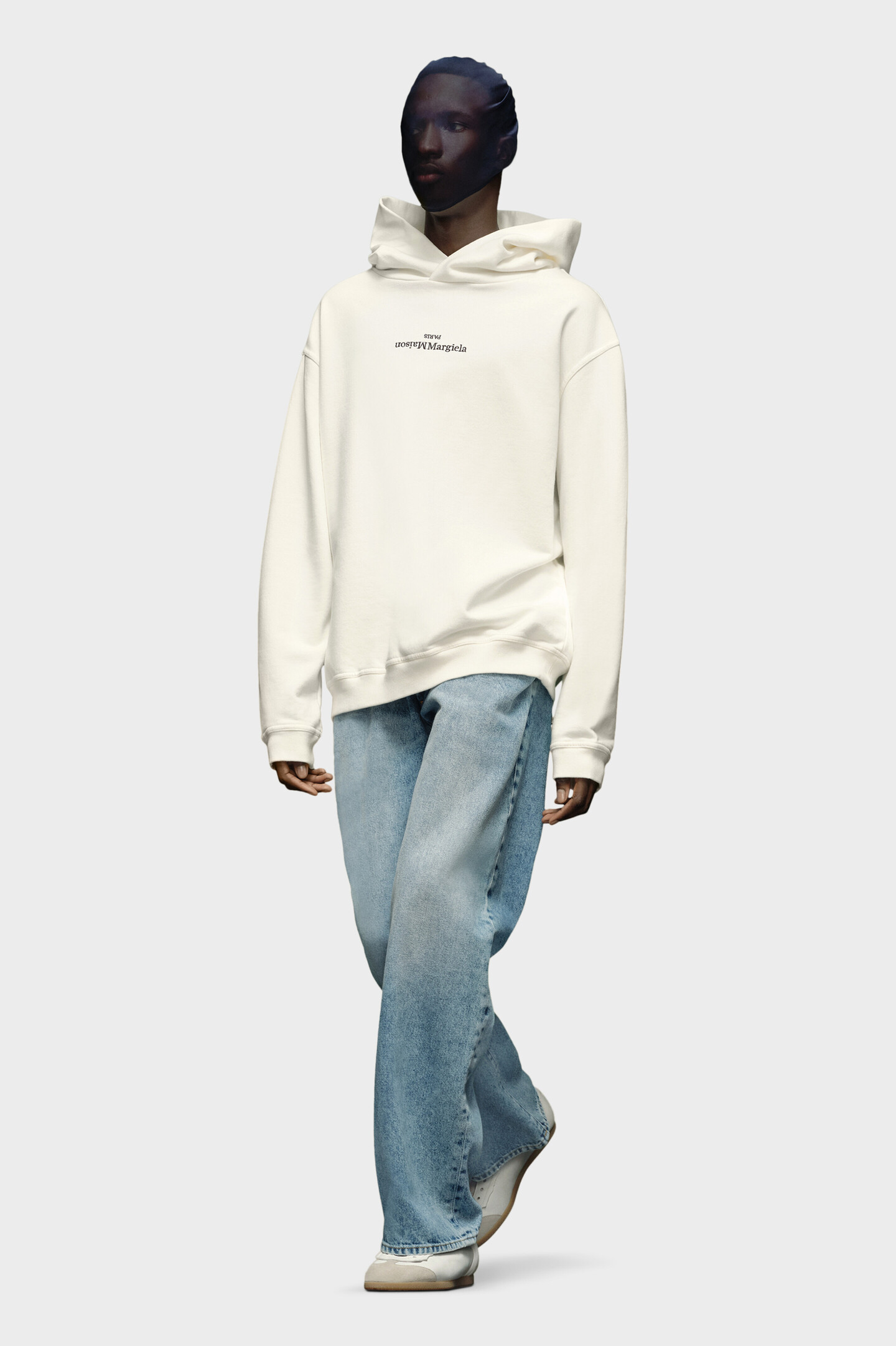 White Cotton Relaxed Fit Hoodie | Maison Margiela