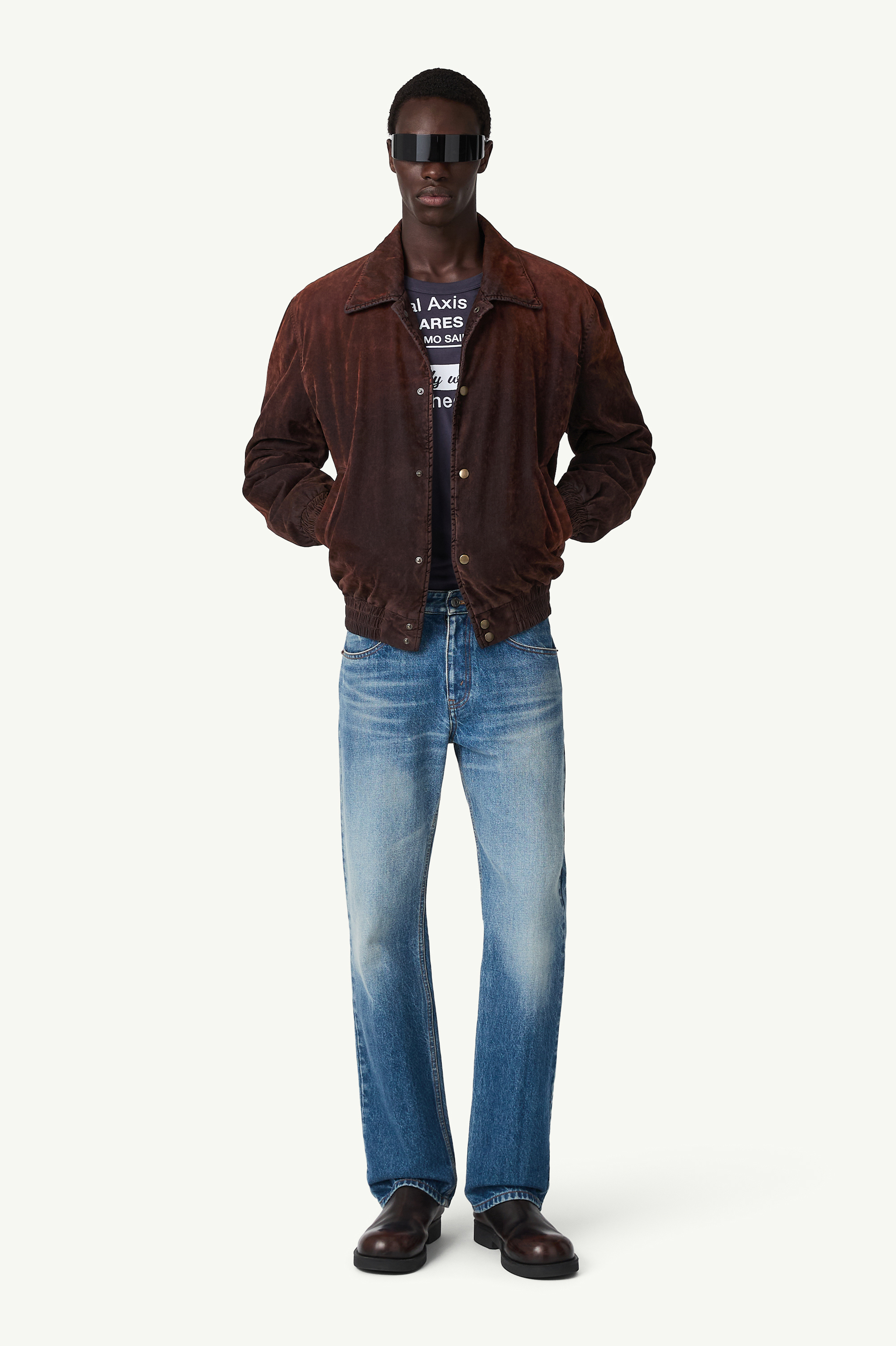 Overdyed flocked denim jacket