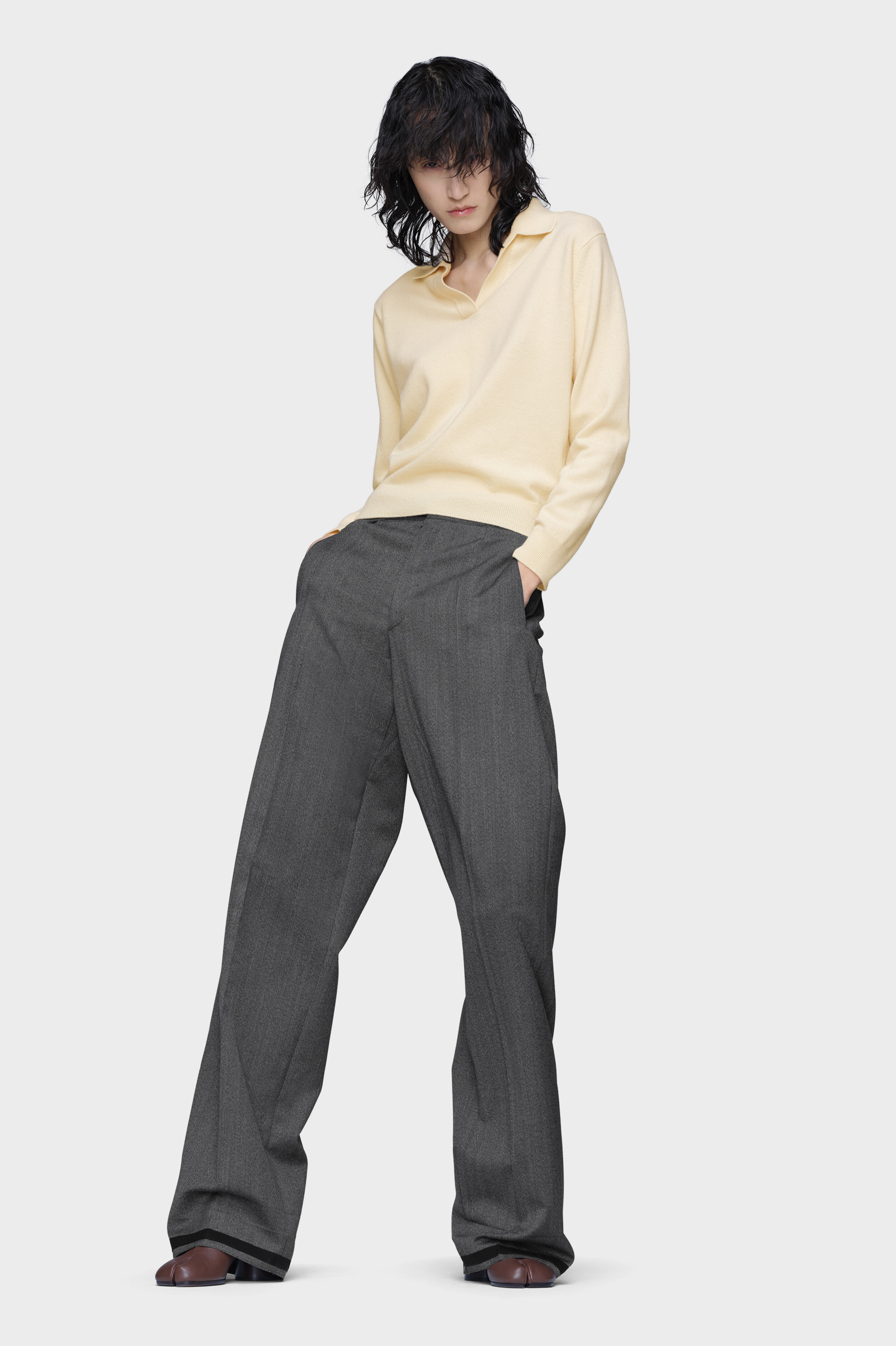 Women's Yellow Wool Polo Knit Top | Maison Margiela