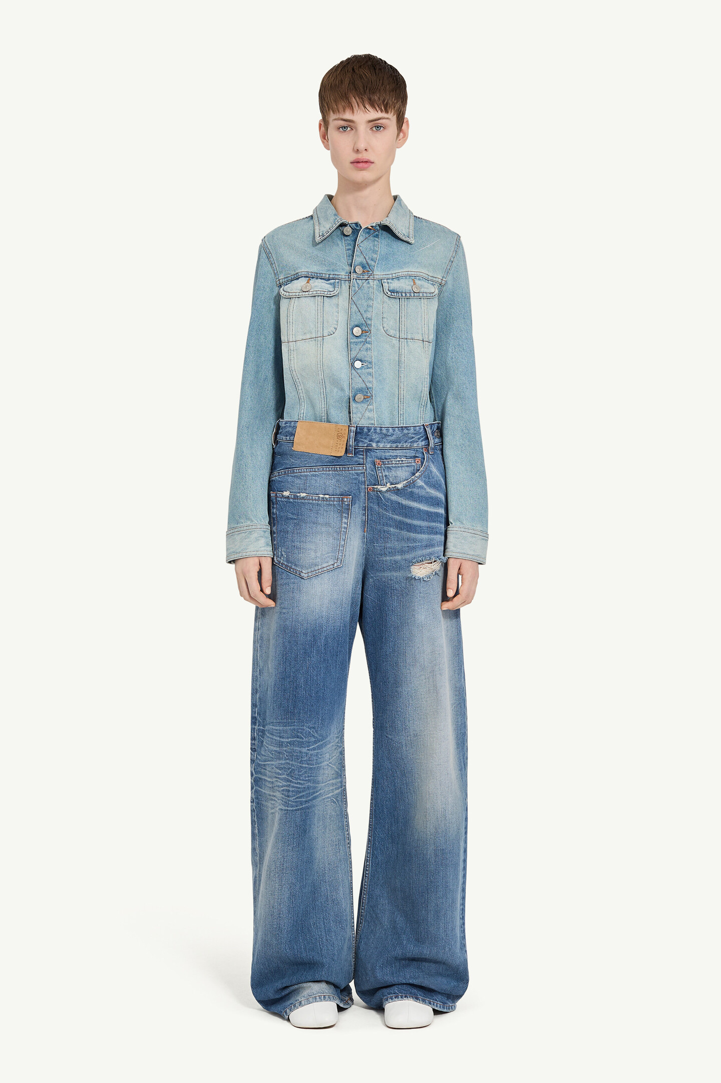 Blue Twist wide leg jeans | MM6 Official