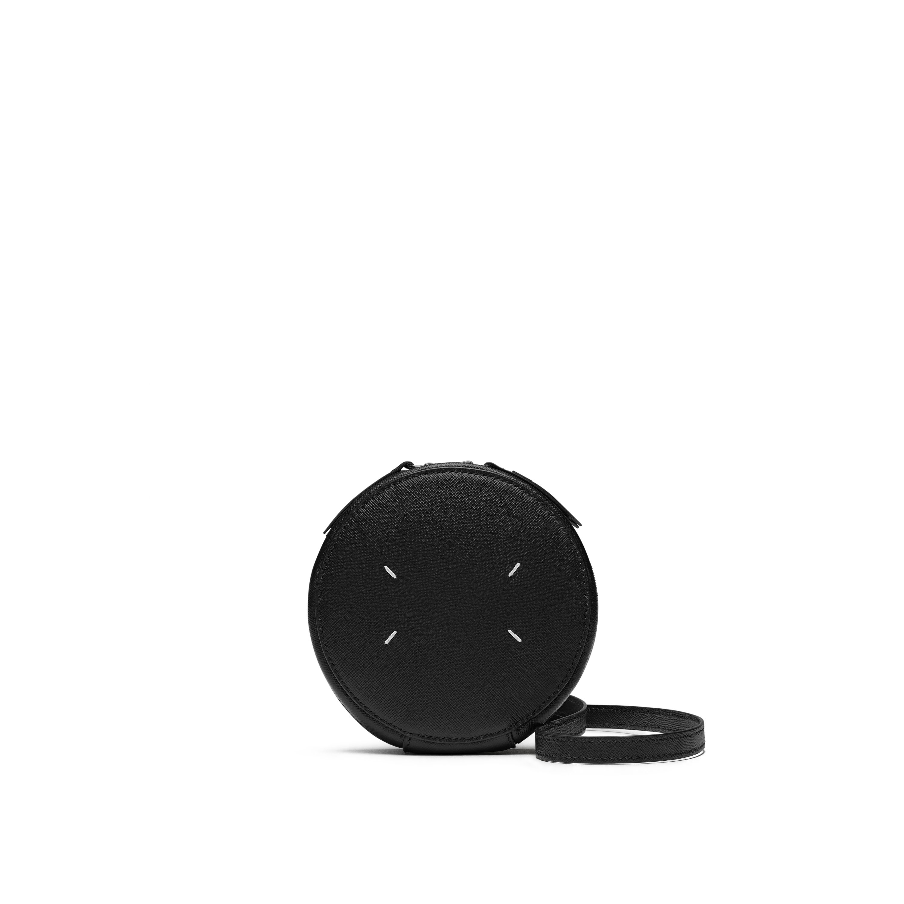 Black Leather Mini Round Bag | Maison Margiela