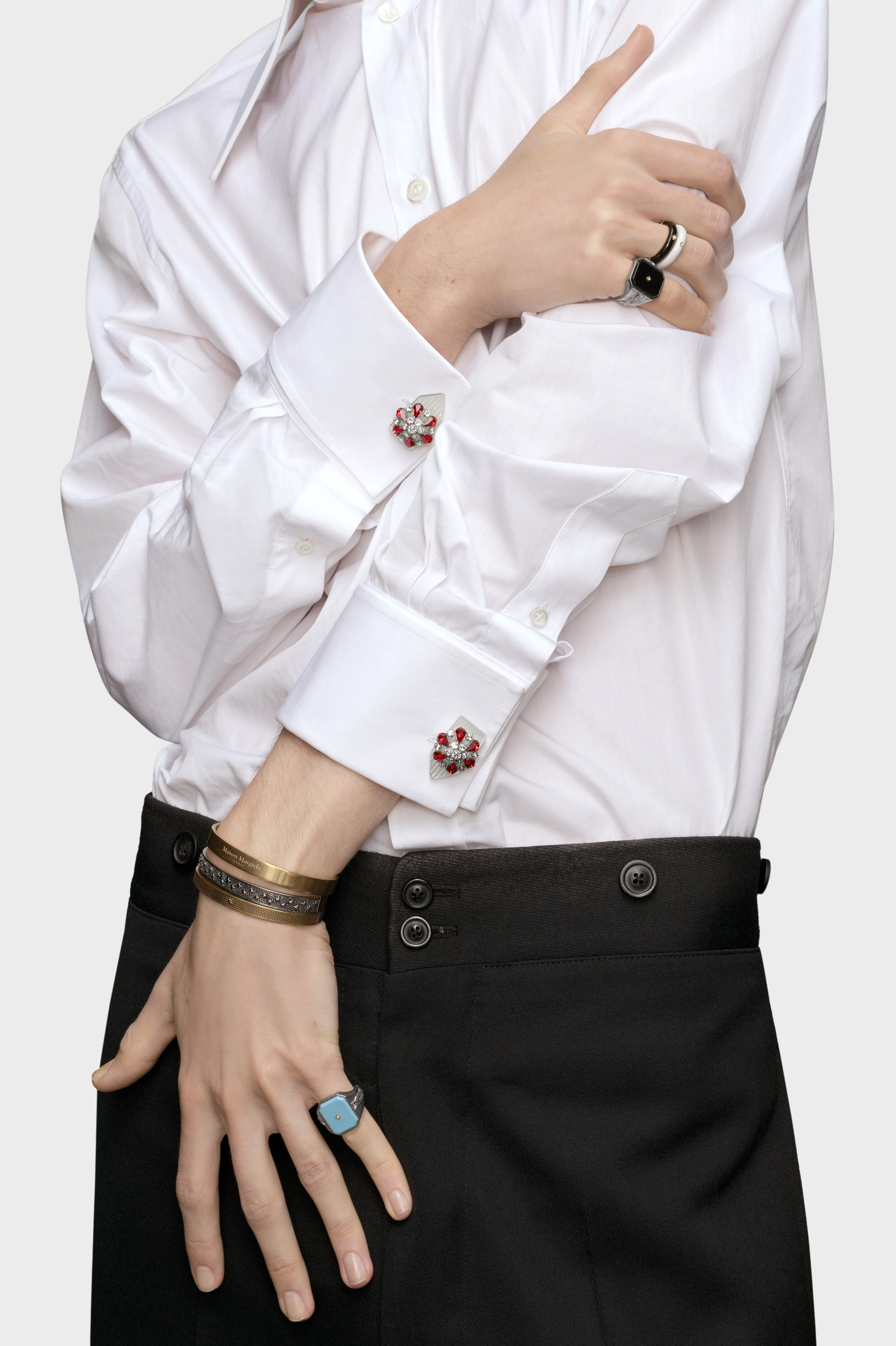 Gold Silver Medium-Width Cuff Bracelet | Maison Margiela