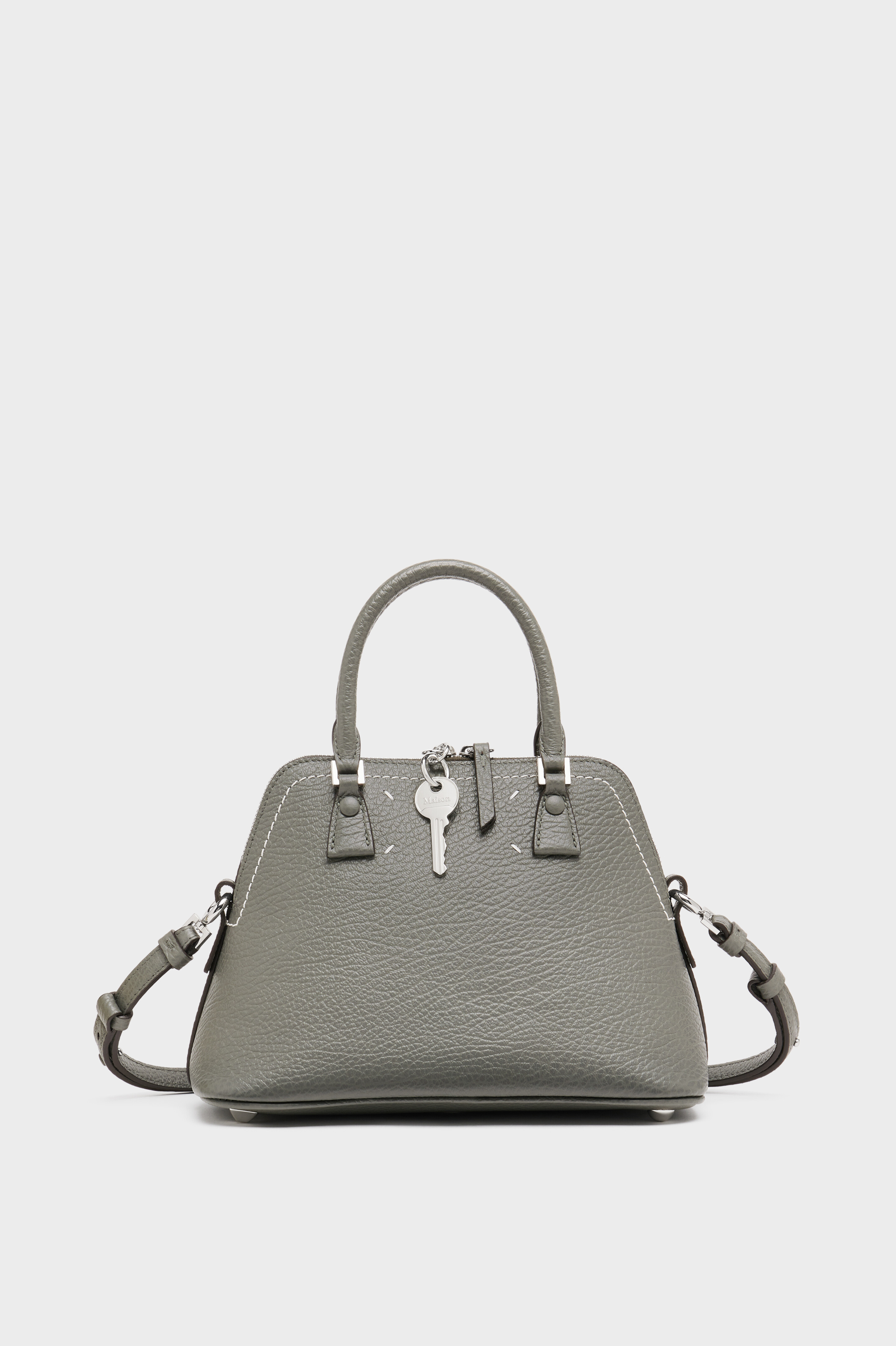 Gray Leather 5AC Classique Mini Shoulder Bag