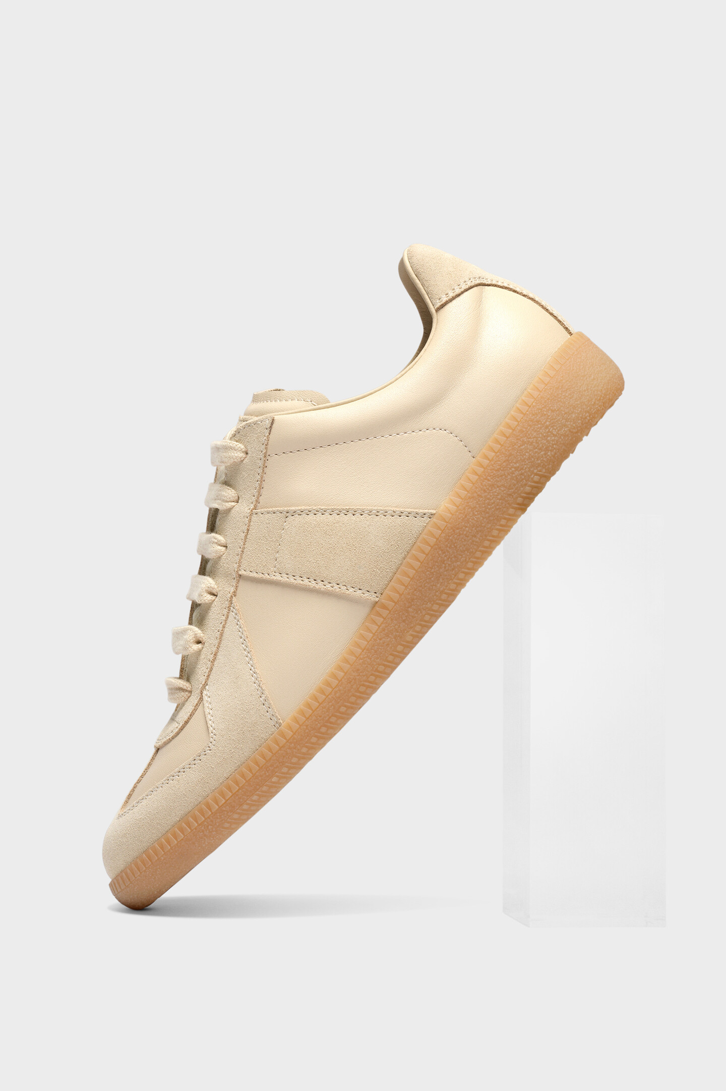 Beige Leather Lace-up Replica Sneakers | Maison Margiela Beige Leather Lace-up Replica Sneakers | Maison Margiela