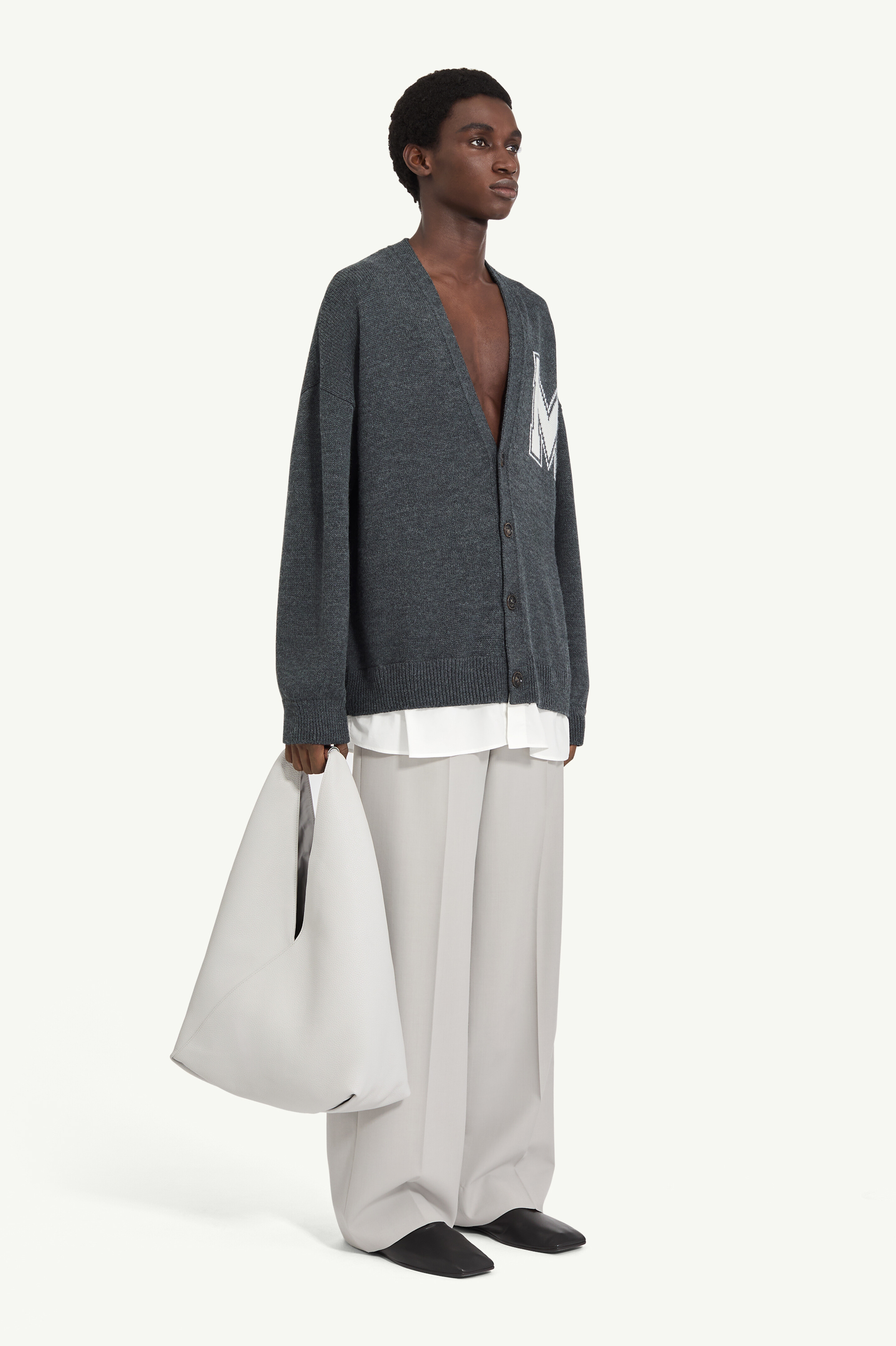 Gray Two-in-one knit cardigan | MM6 Official