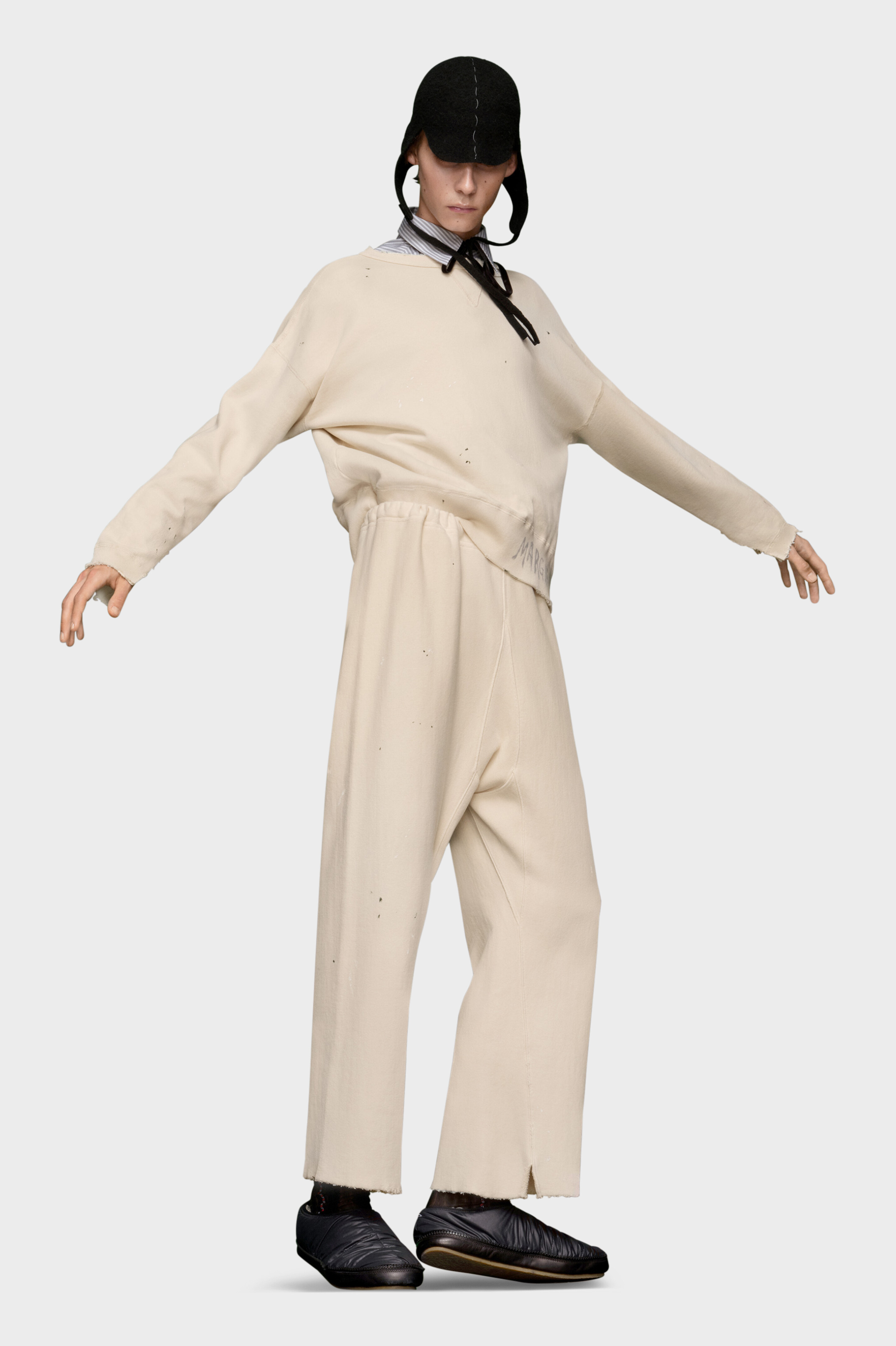 White Cotton Stretch Cut-Out Sweatpants | Maison Margiela