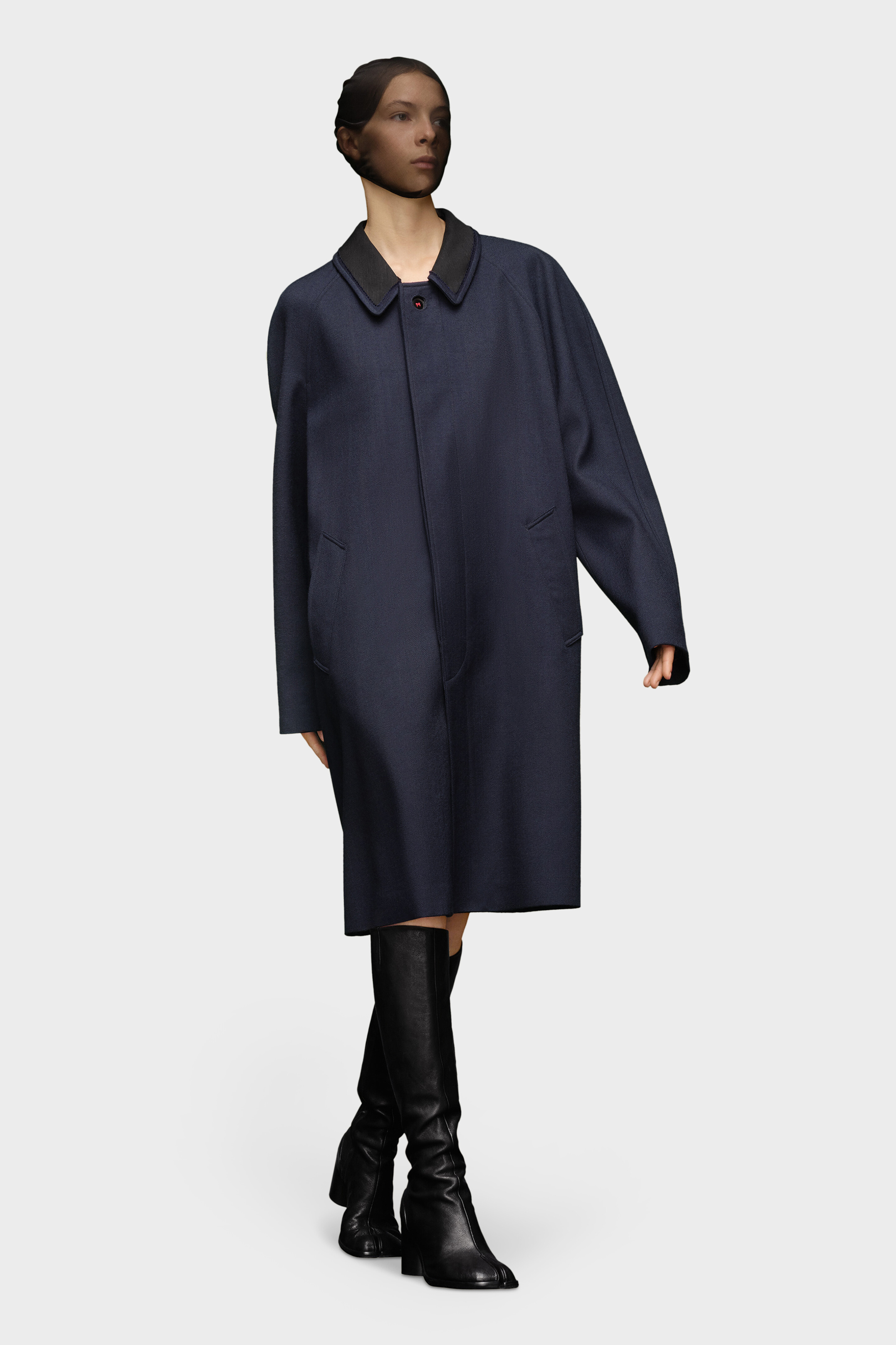 Blue Wool-Viscose Knee-Length Coat | Maison Margiela