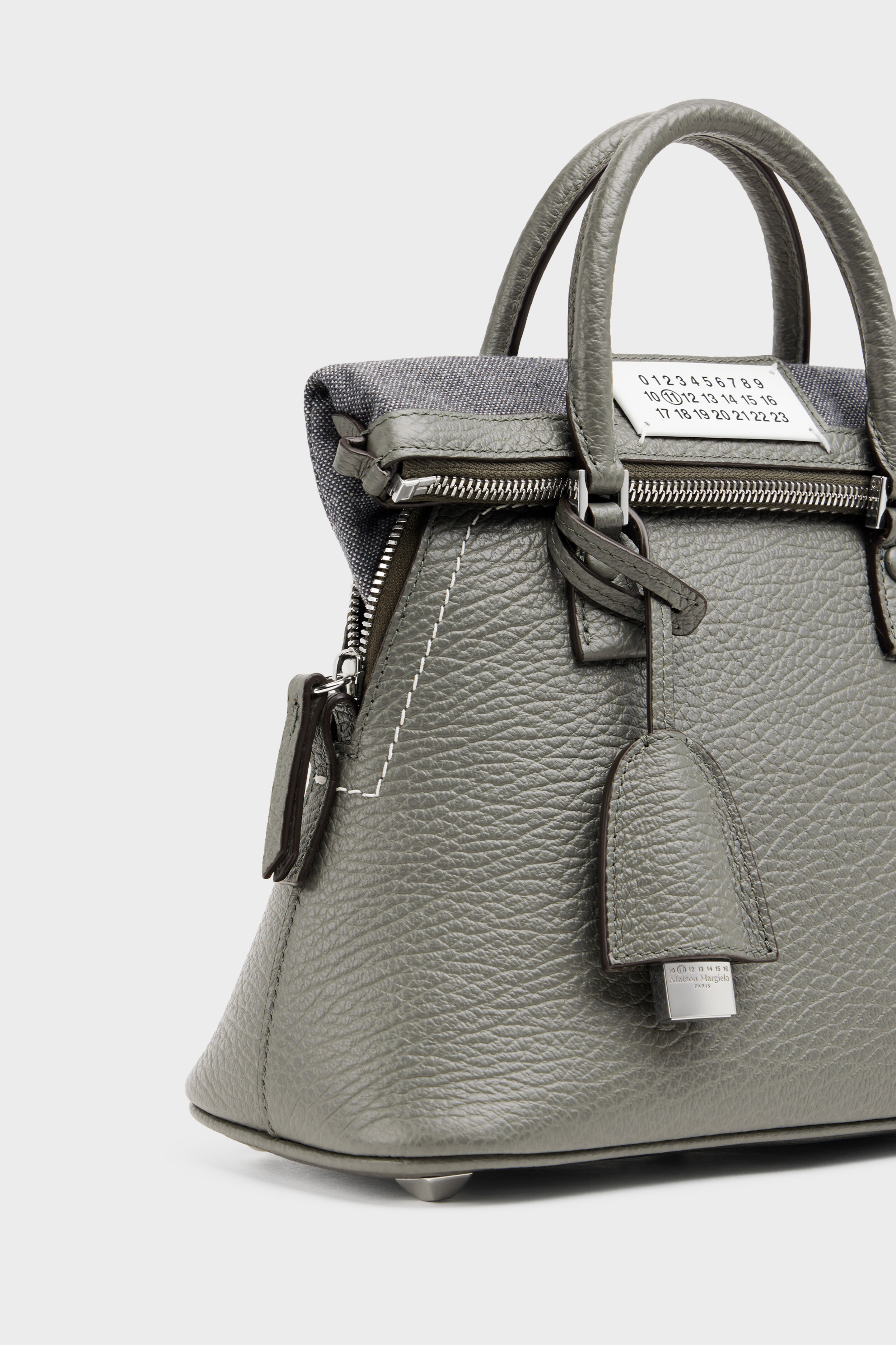 Gray Leather 5AC Classique Mini Shoulder Bag
