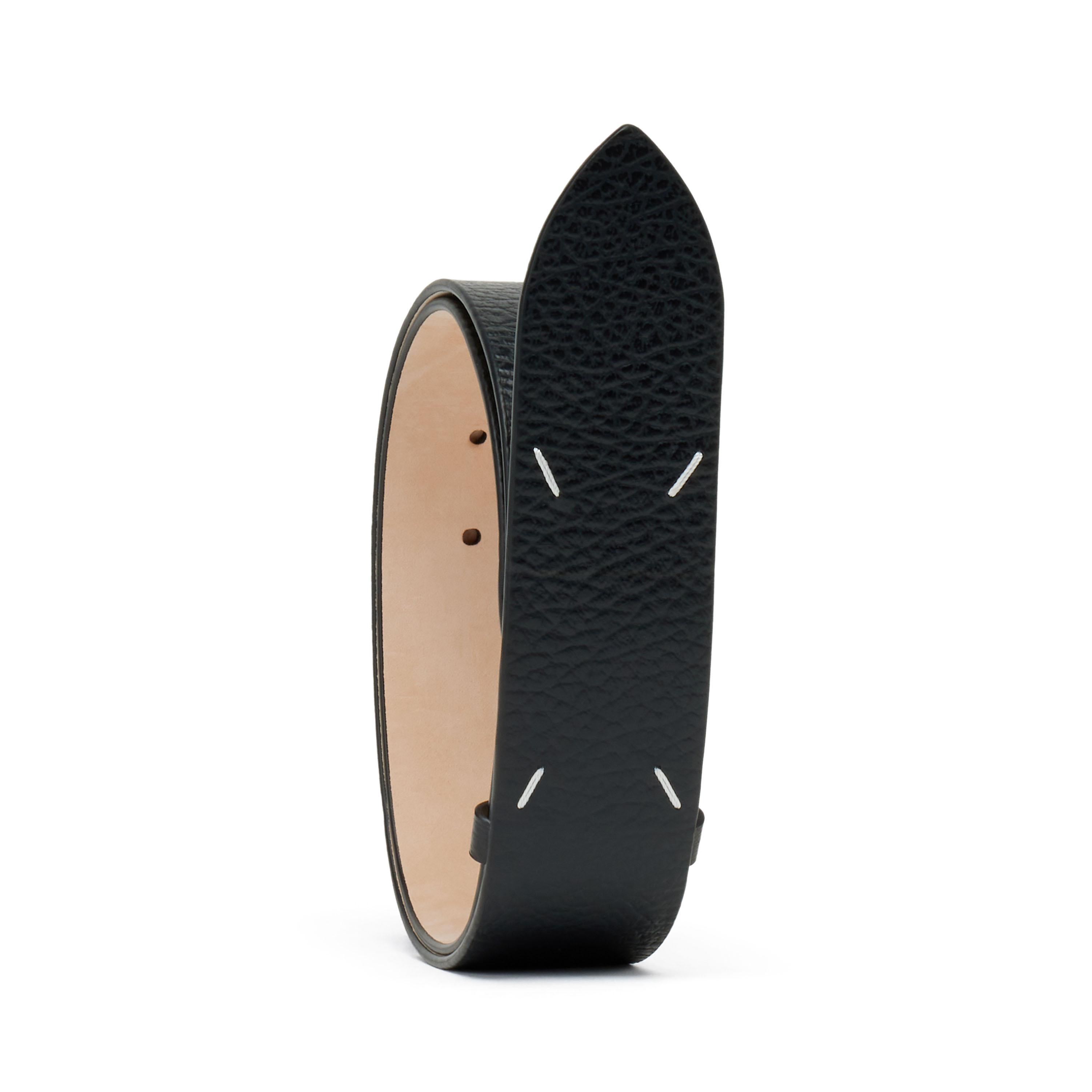 Black Calf Leather Four Stitches Belt | Maison Margiela