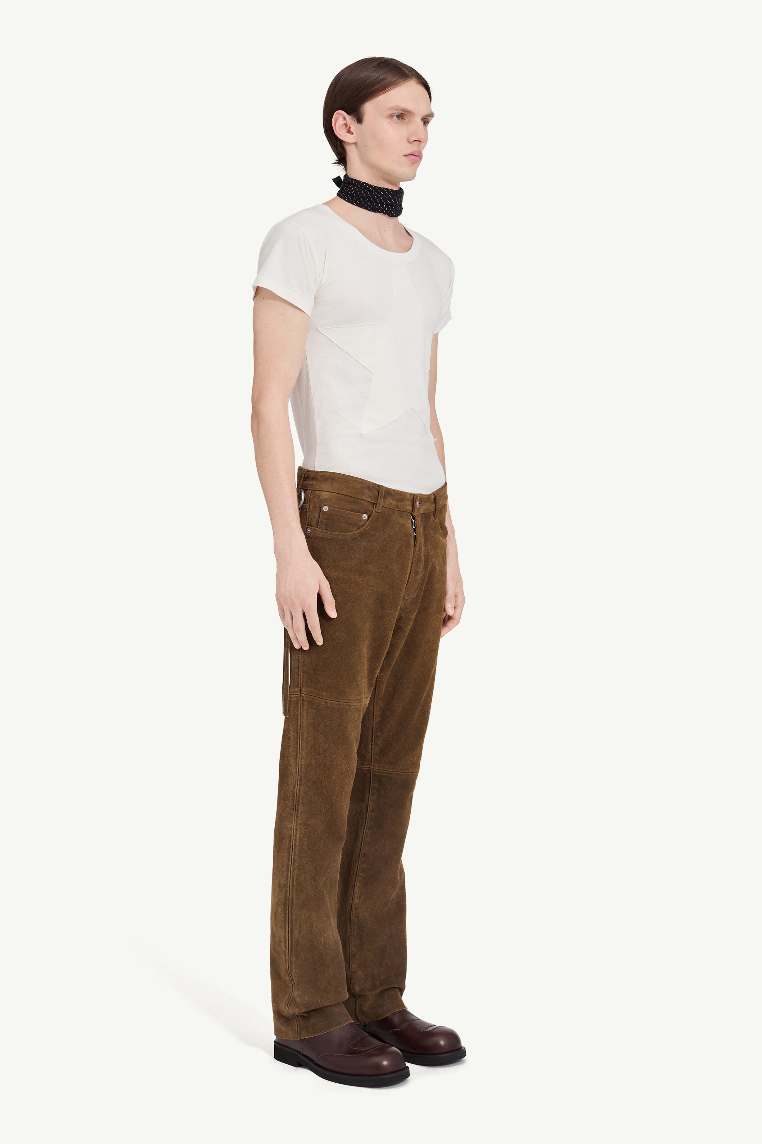 Men's Calf Leather Suede Leather Trousers | MM6 | Maison Margiela