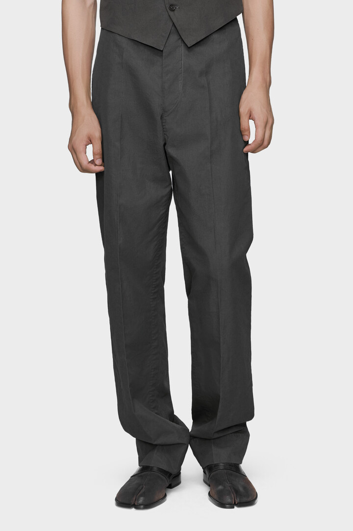 Dark grey Creased Cotton silk trousers | Maison Margiela Official