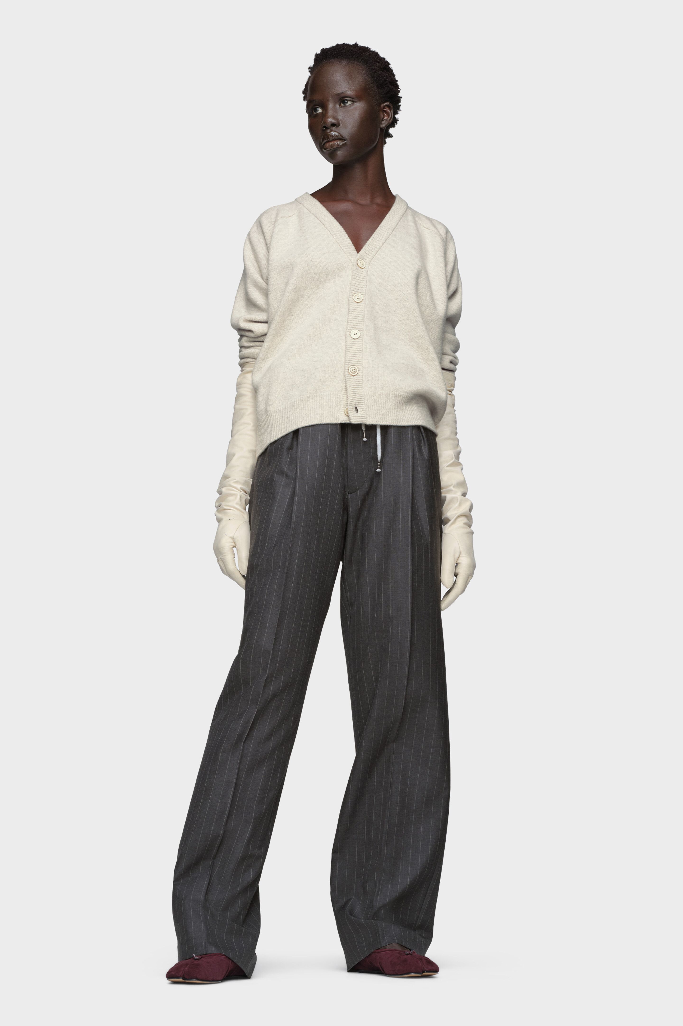 Maison Margiela2020AWストライプ ウール スラックス Pinstripe Wool Drawstring Trousers