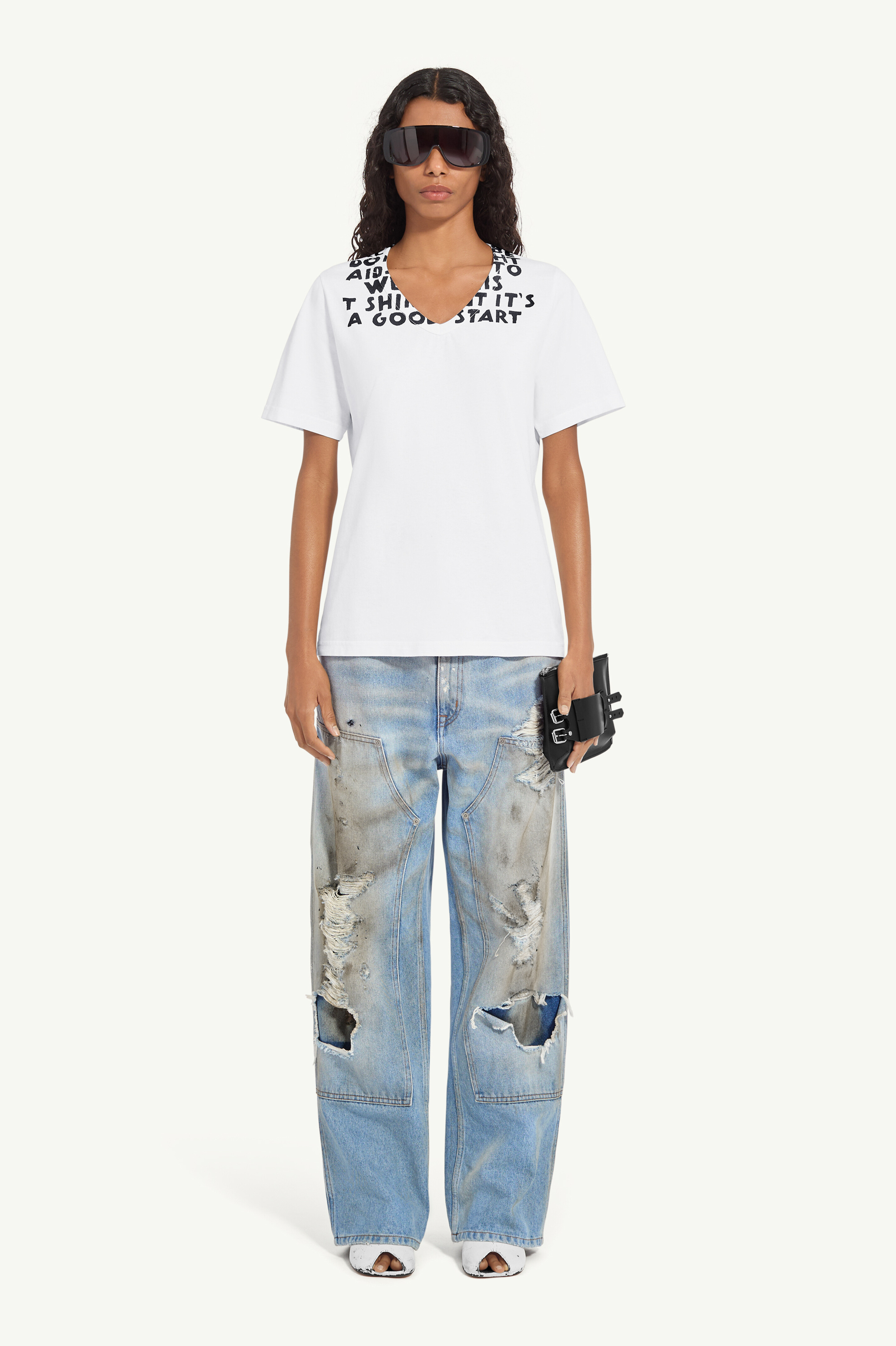 maison margiela T-shirt col en V SIDA