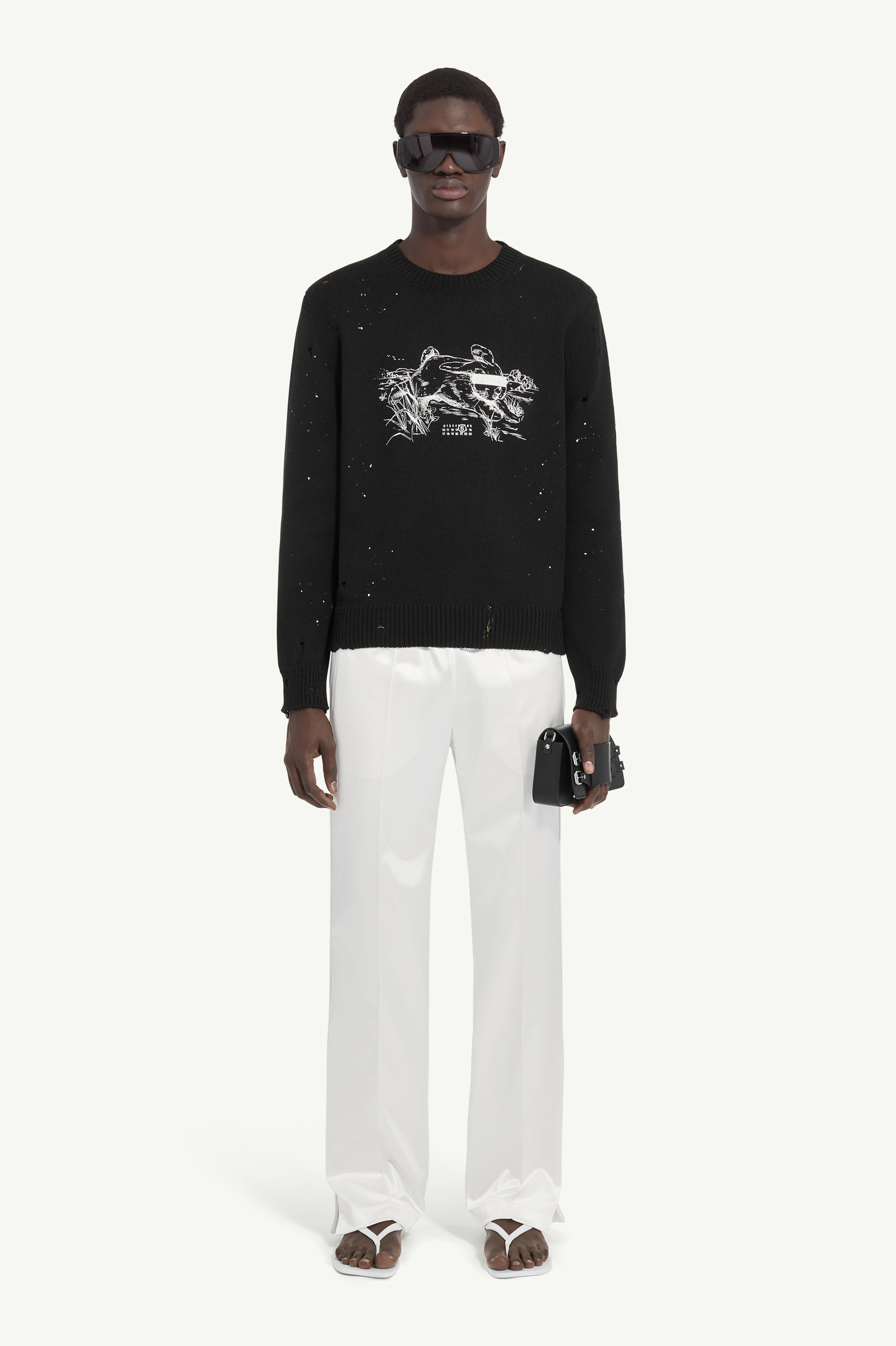 Pull imprim&eacute; lapin blanc
