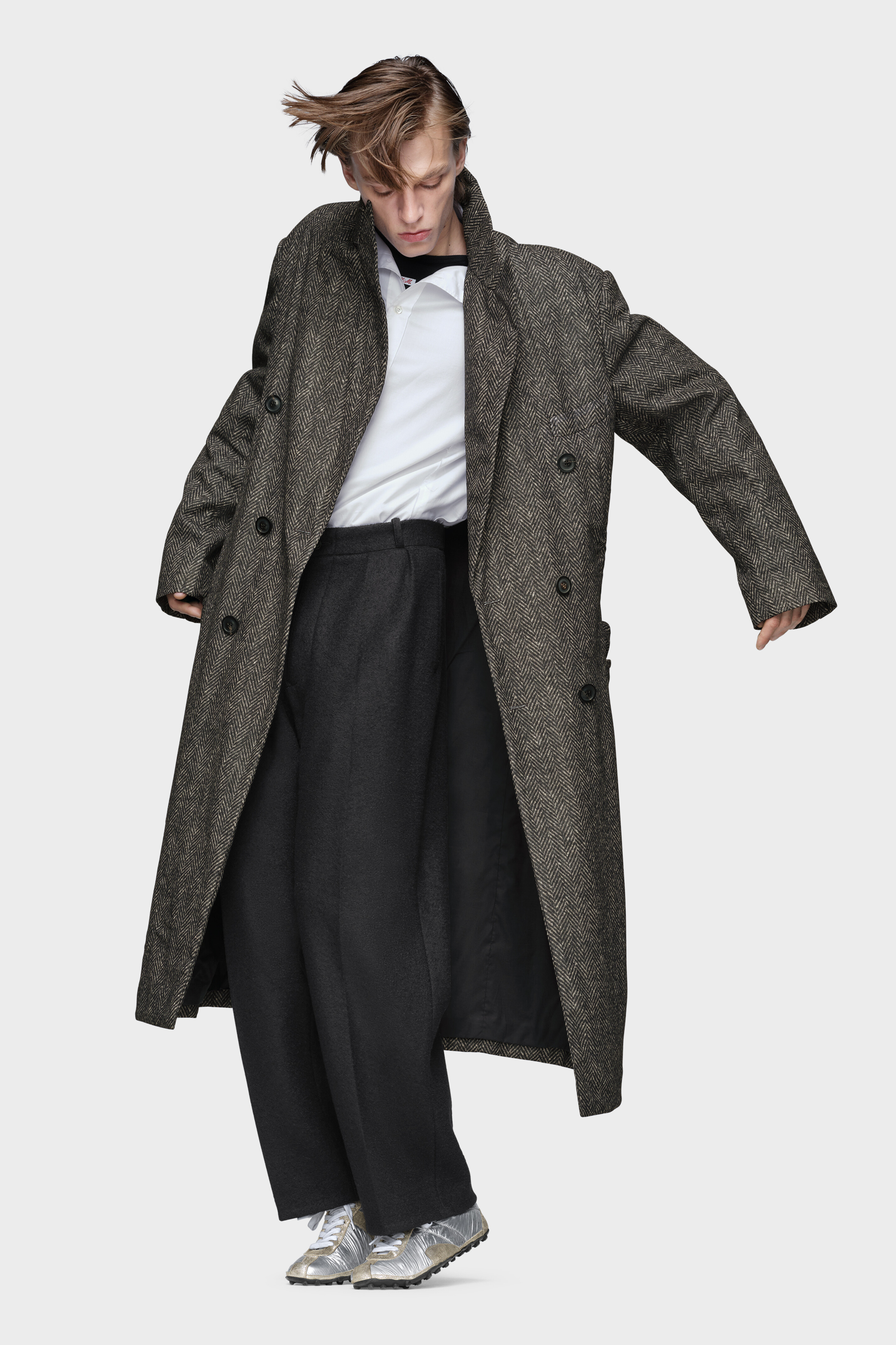 ダブルブレスト ウールコート