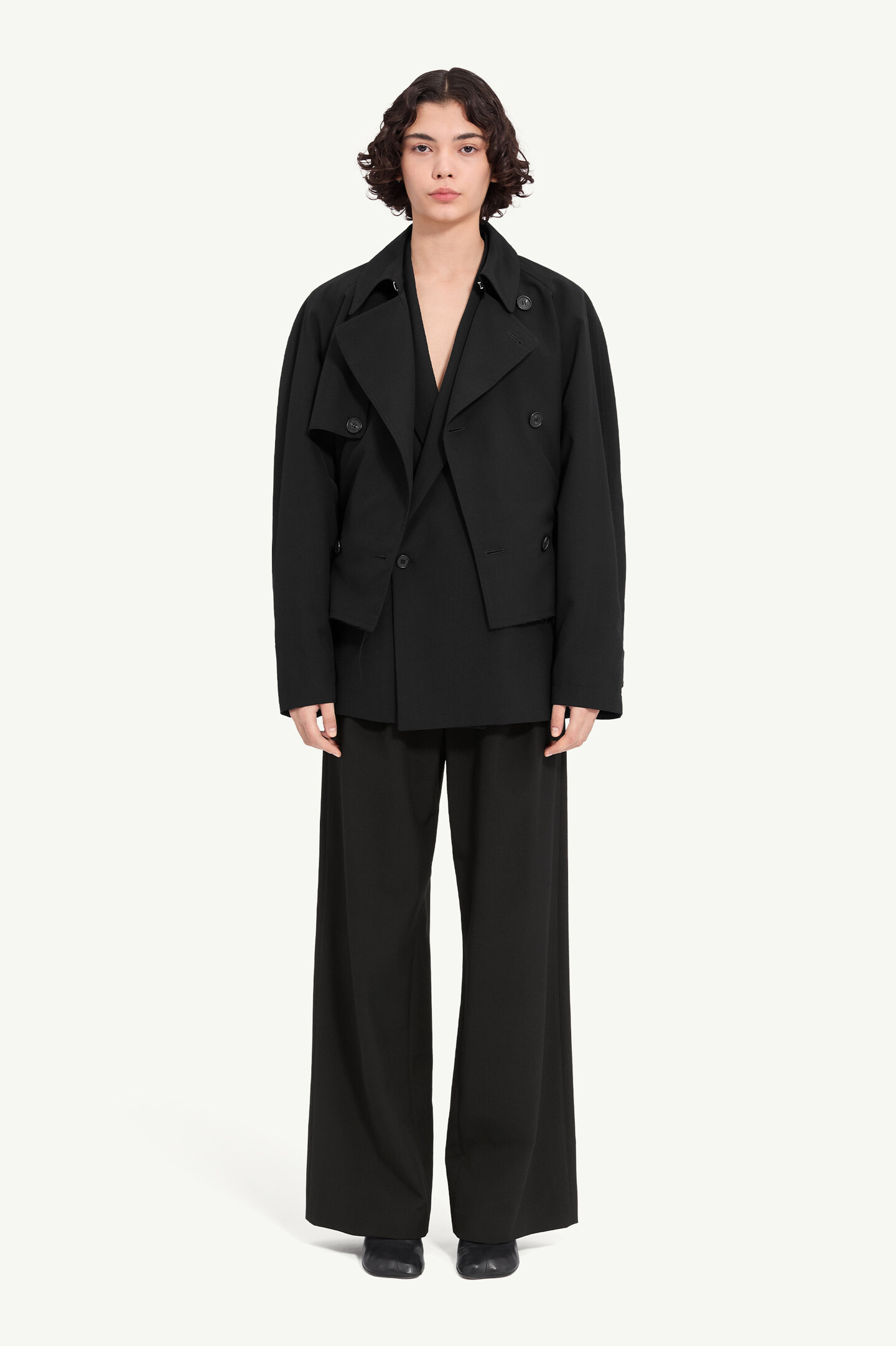 Maison Margiela クロップドベルベットジャケット MM6 ベルテッド ウールブレンドジャケット グレー | Maison Margiela公式