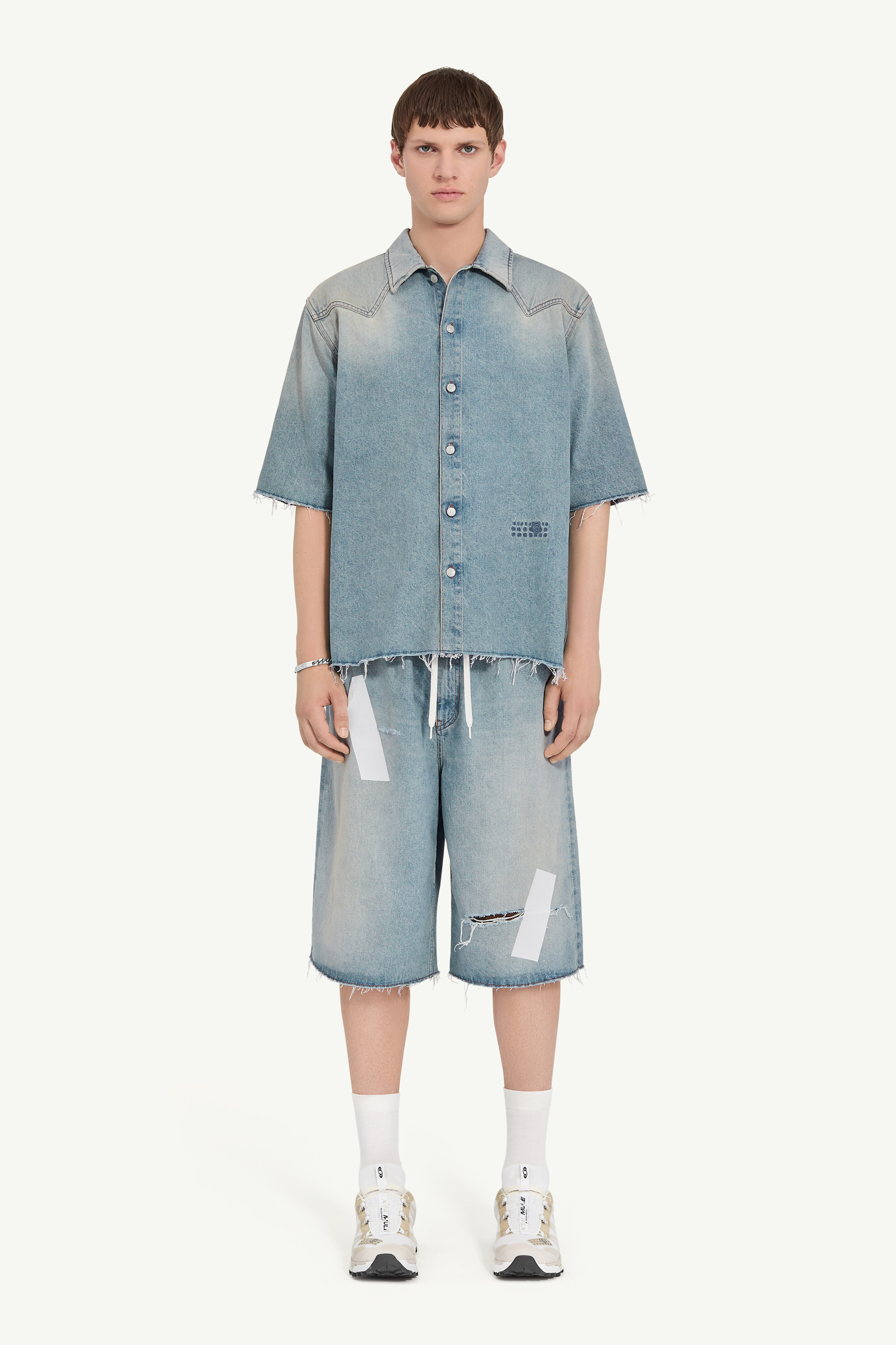 Denim short sleeve shirt
