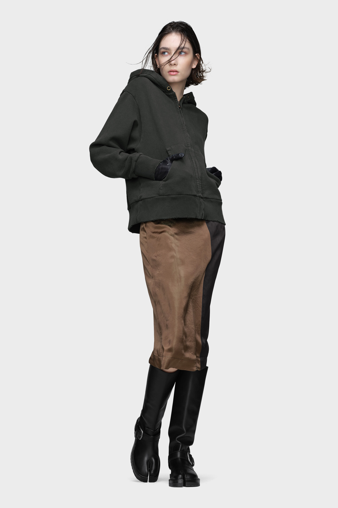 Women's Black Cotton Hooded Sweatshirt | Maison Margiela