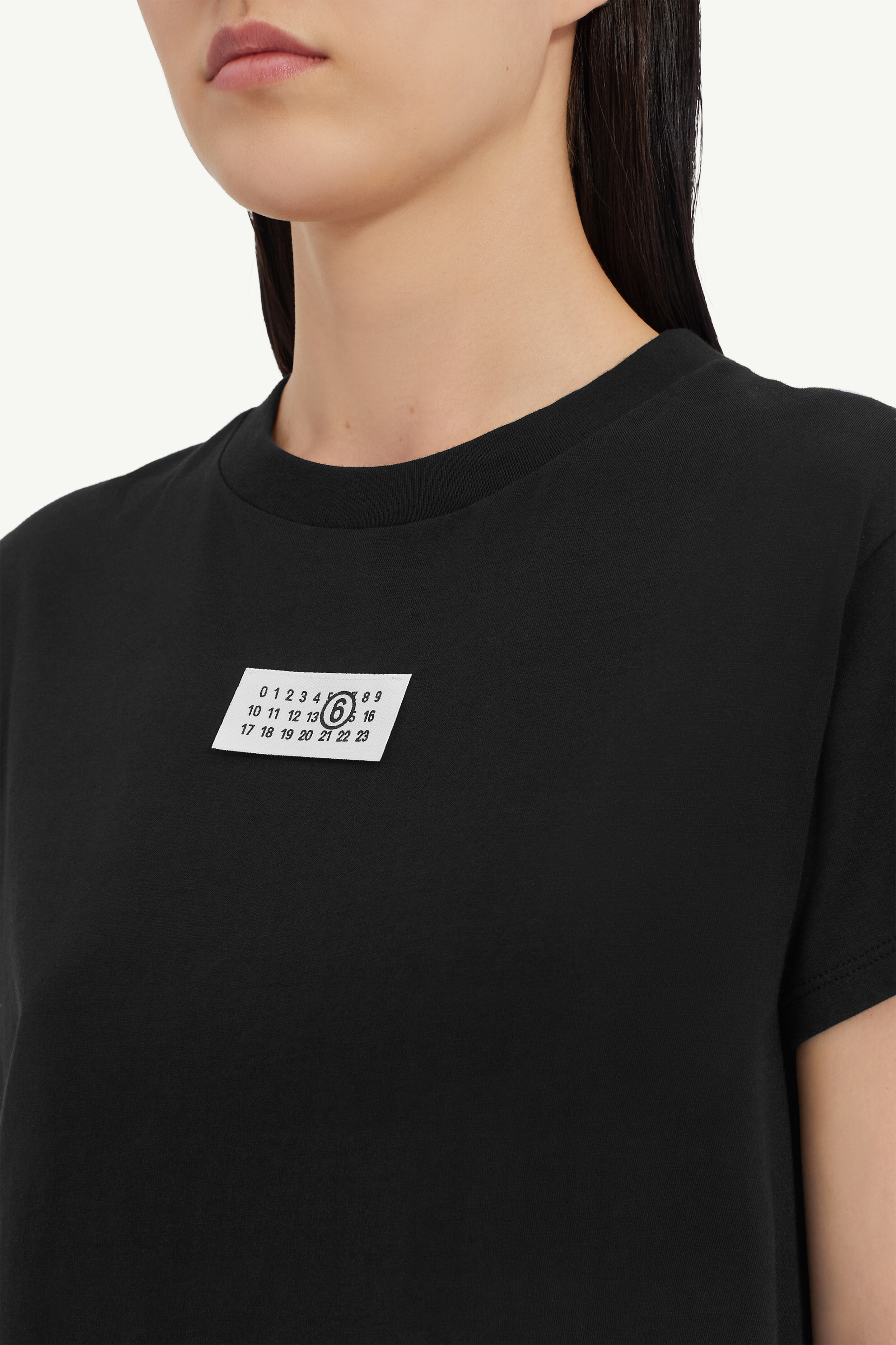 Black Cotton Cropped Crewneck T-Shirt | Maison Margiela