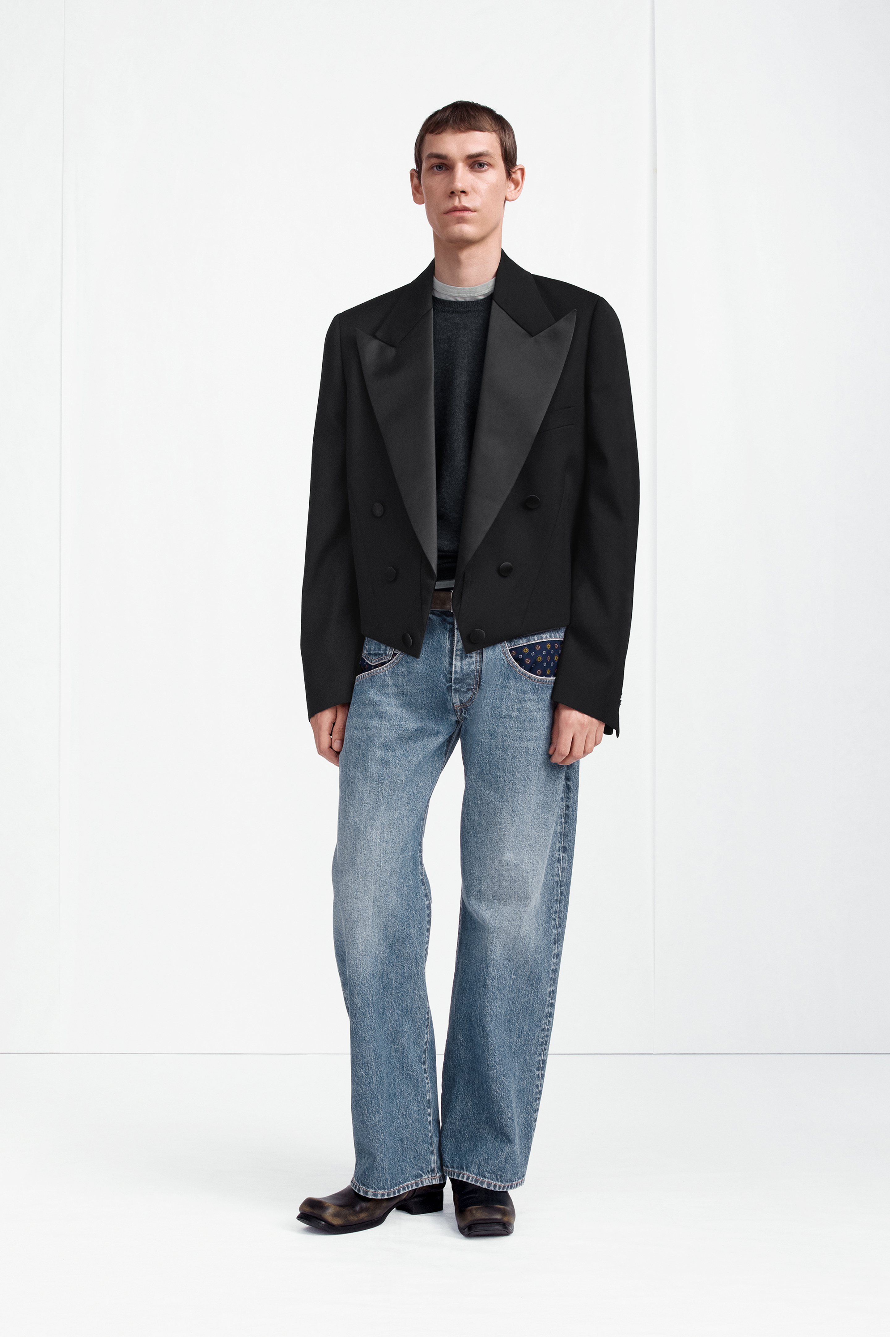 Maison Margiela クロップド ダブルブレスト タキシードジャケット