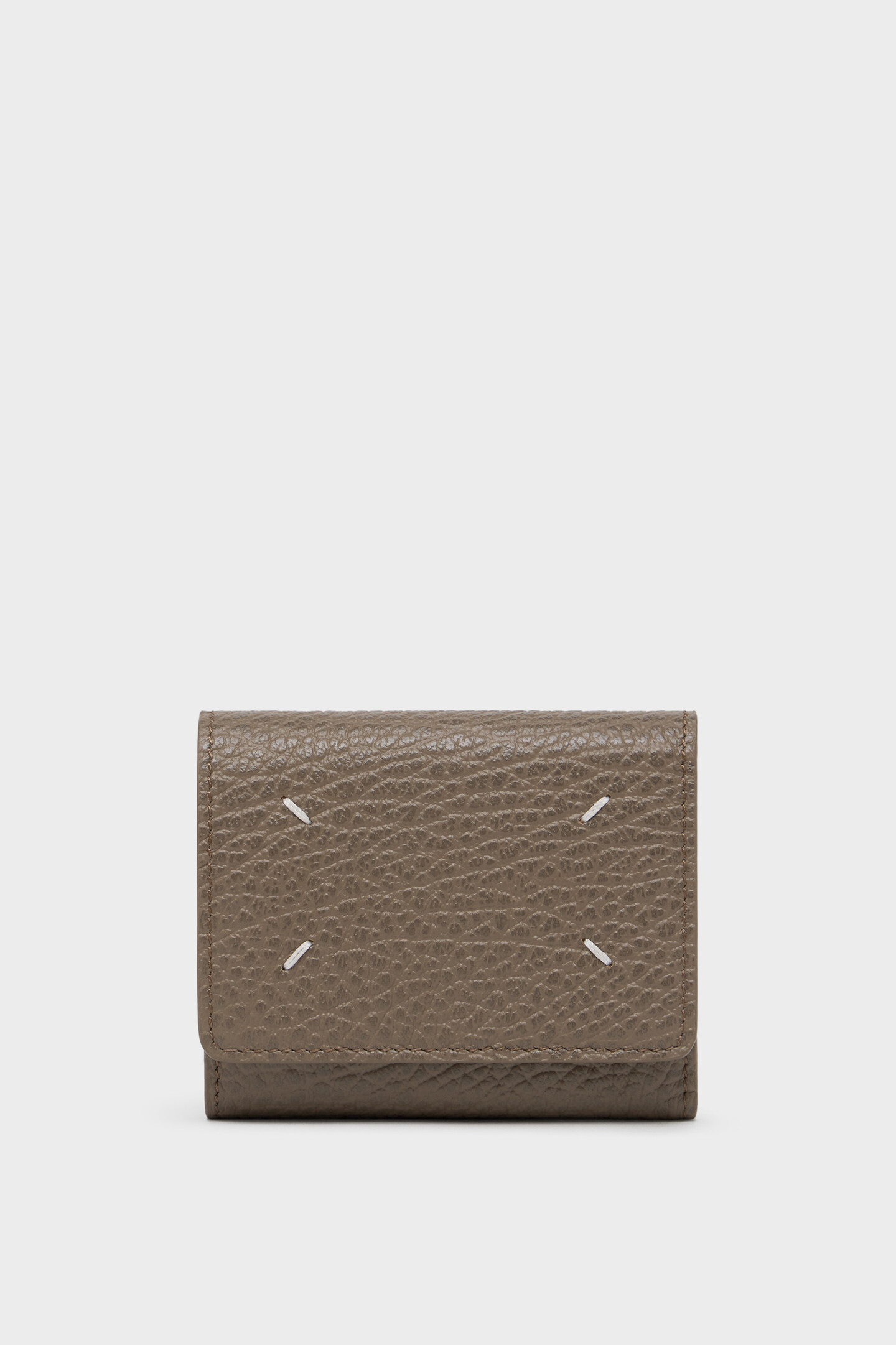 4ステッチ バイカラー 三つ折り ウォレット ブラウン | Maison