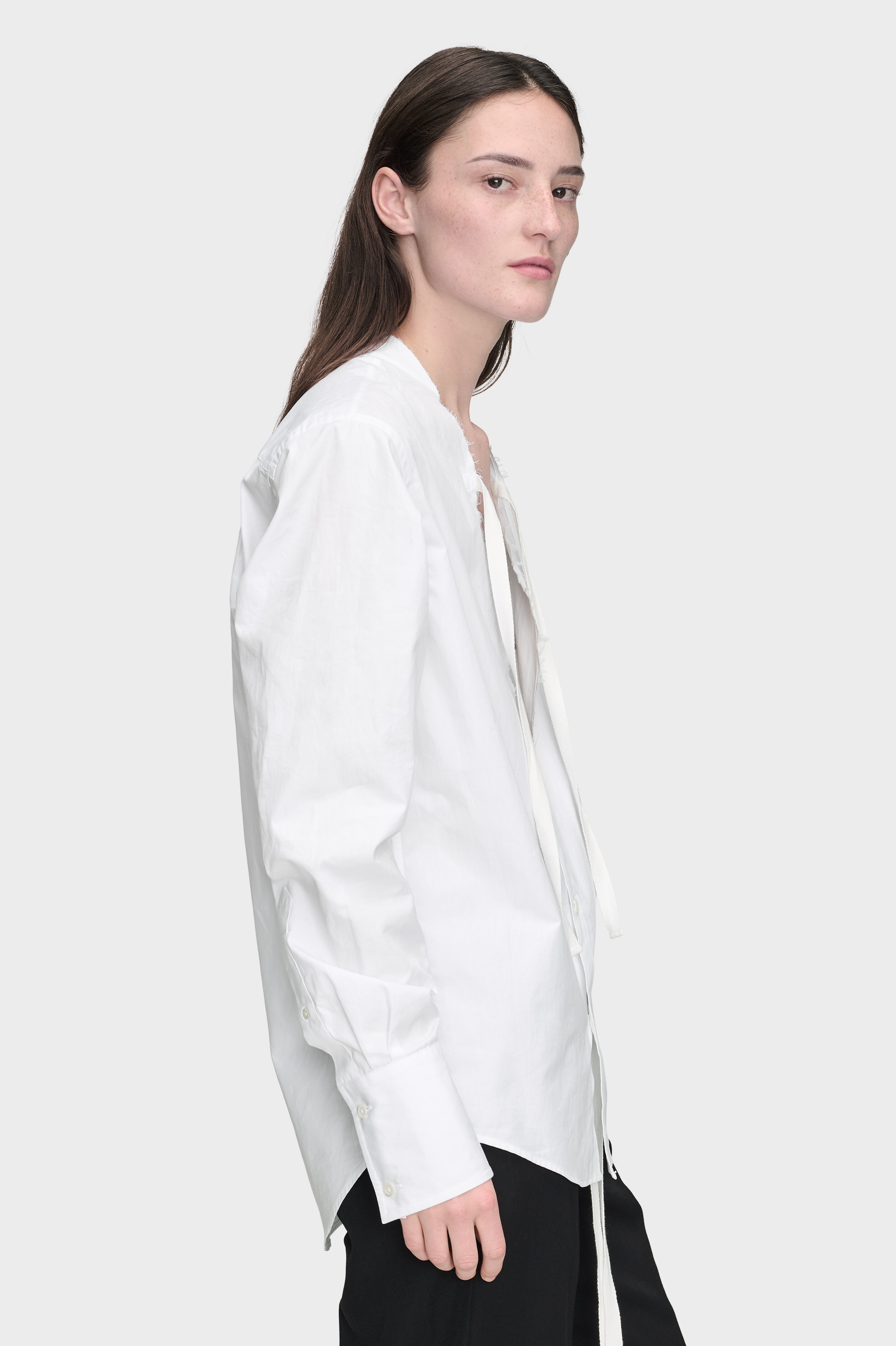 White V-Neck Cotton Shirt | Maison Margiela Official