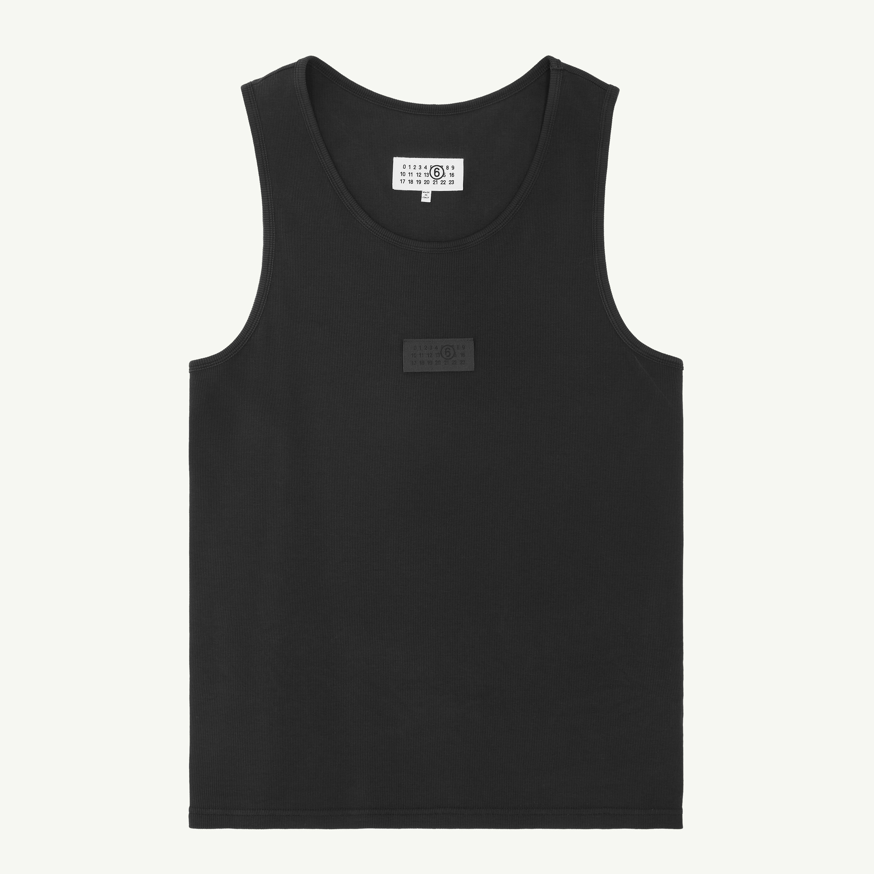 MM6 MAISON MARGIELA 黒タンクトップ MM6 リブジャージー タンクトップ ブラック | Maison Margiela公式