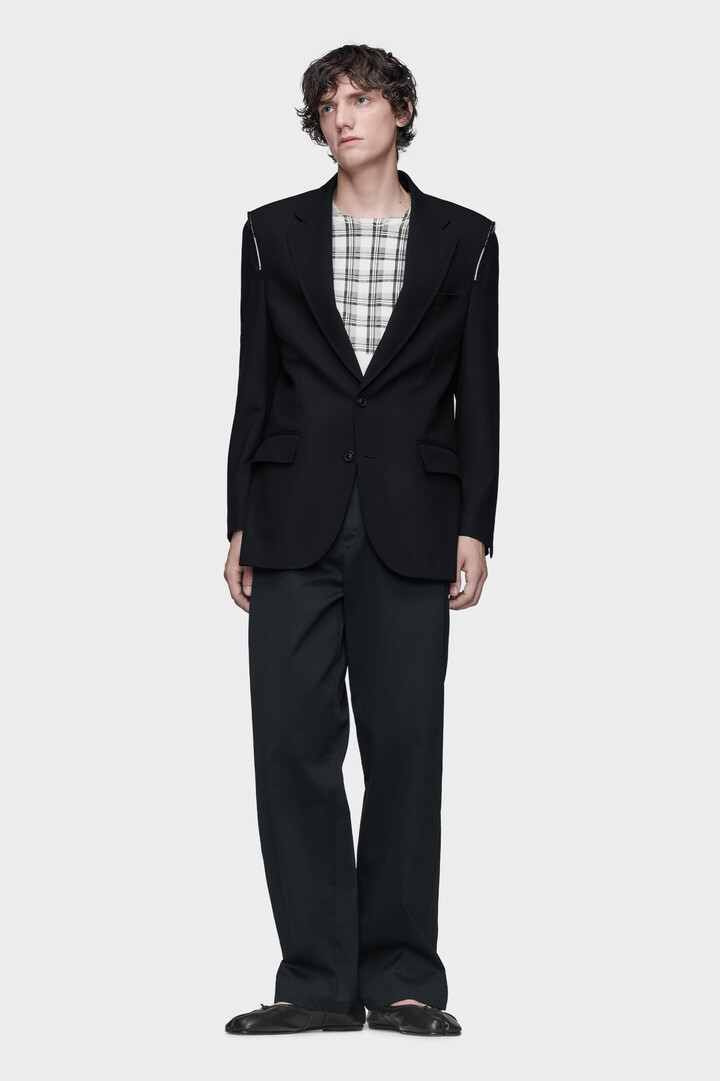 Black Waxed cotton wide-leg trousers | Maison Margiela Official