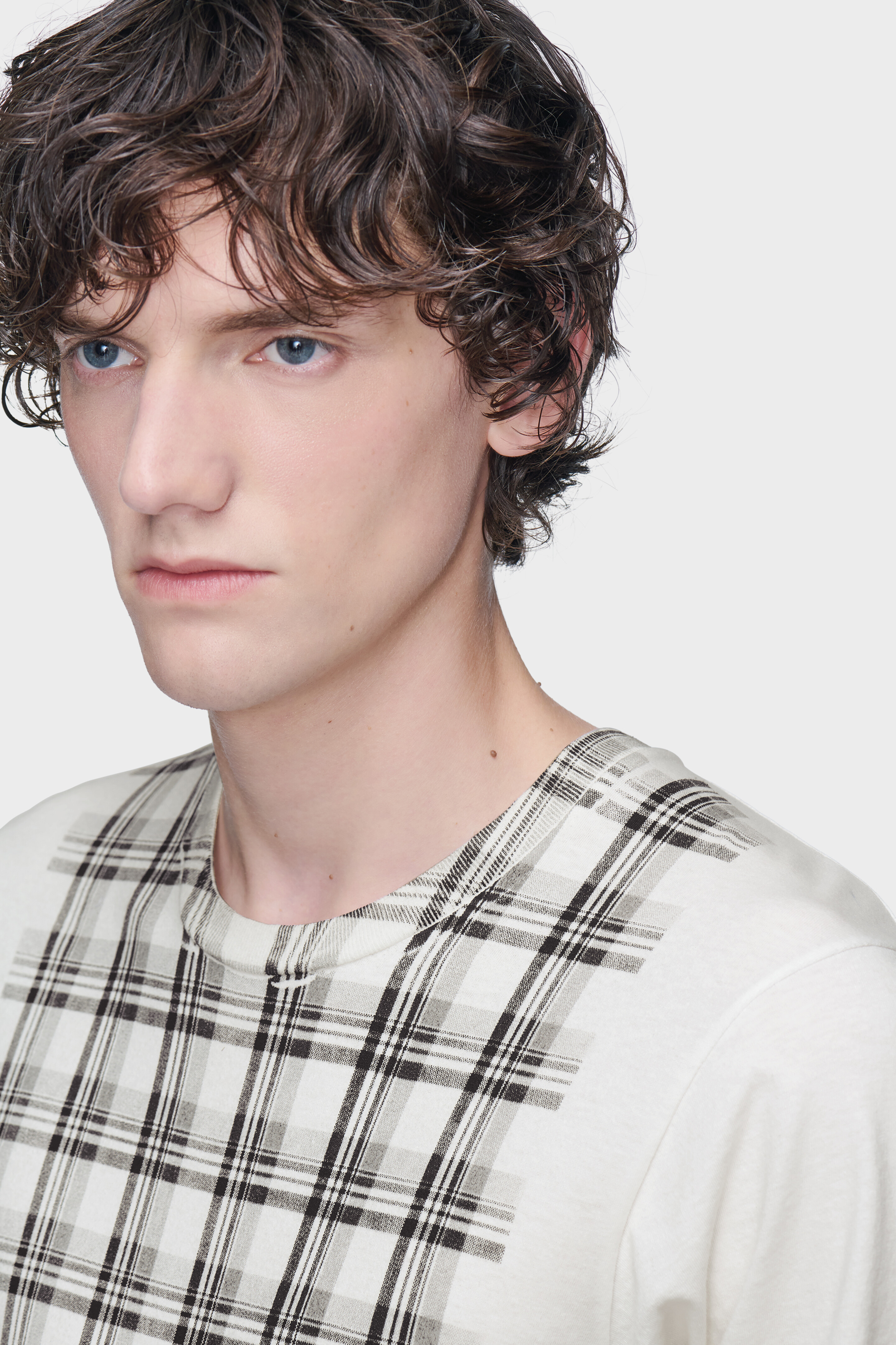 トップス house on the hill L/S Tee (Checker) Cotton T-shirt with check panel