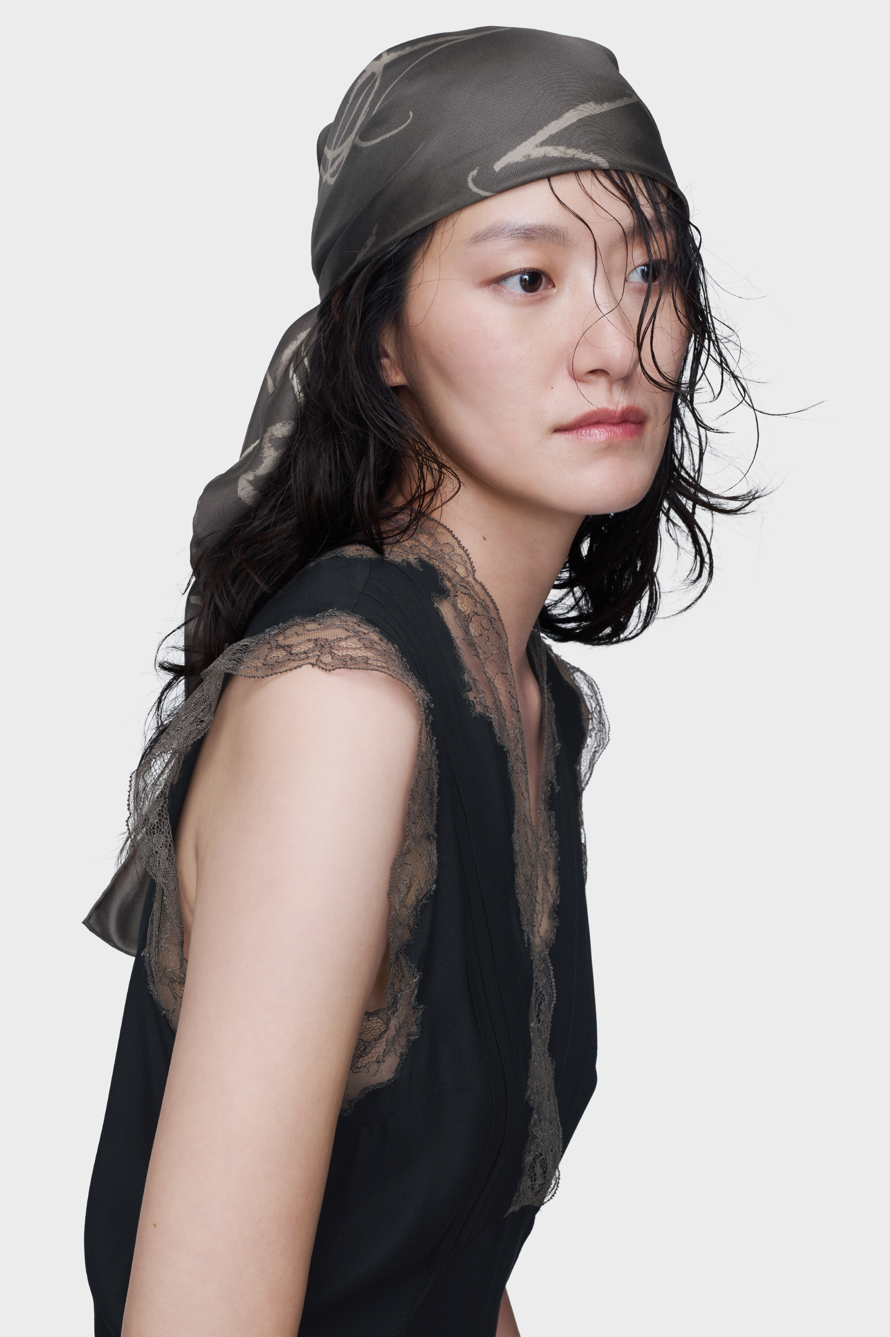 Scribbled Numerical silk foulard