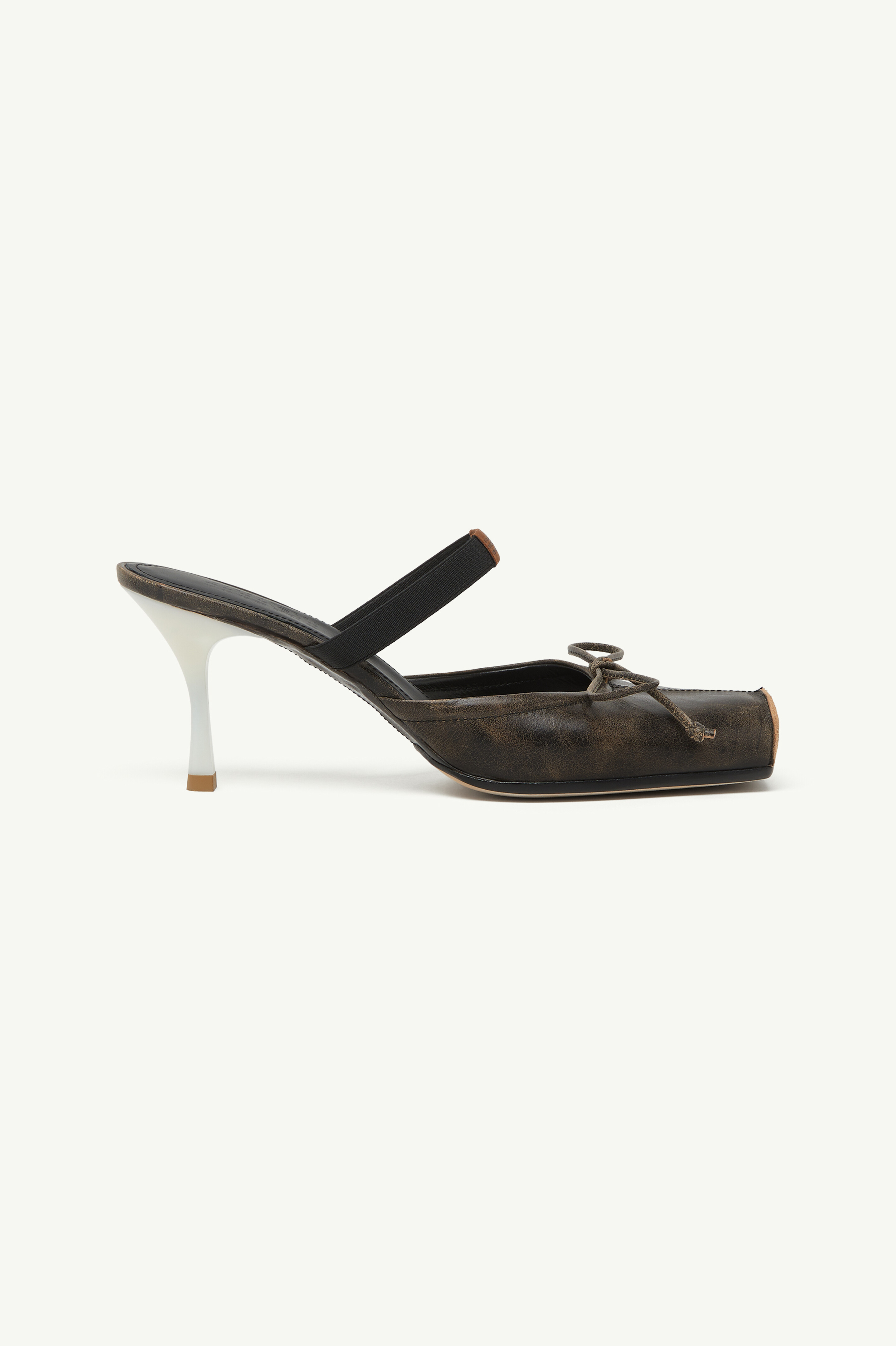 Square-toe leather ballerina mules