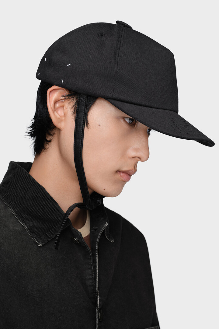 Men's Black Cotton Riding Cap | Maison Margiela