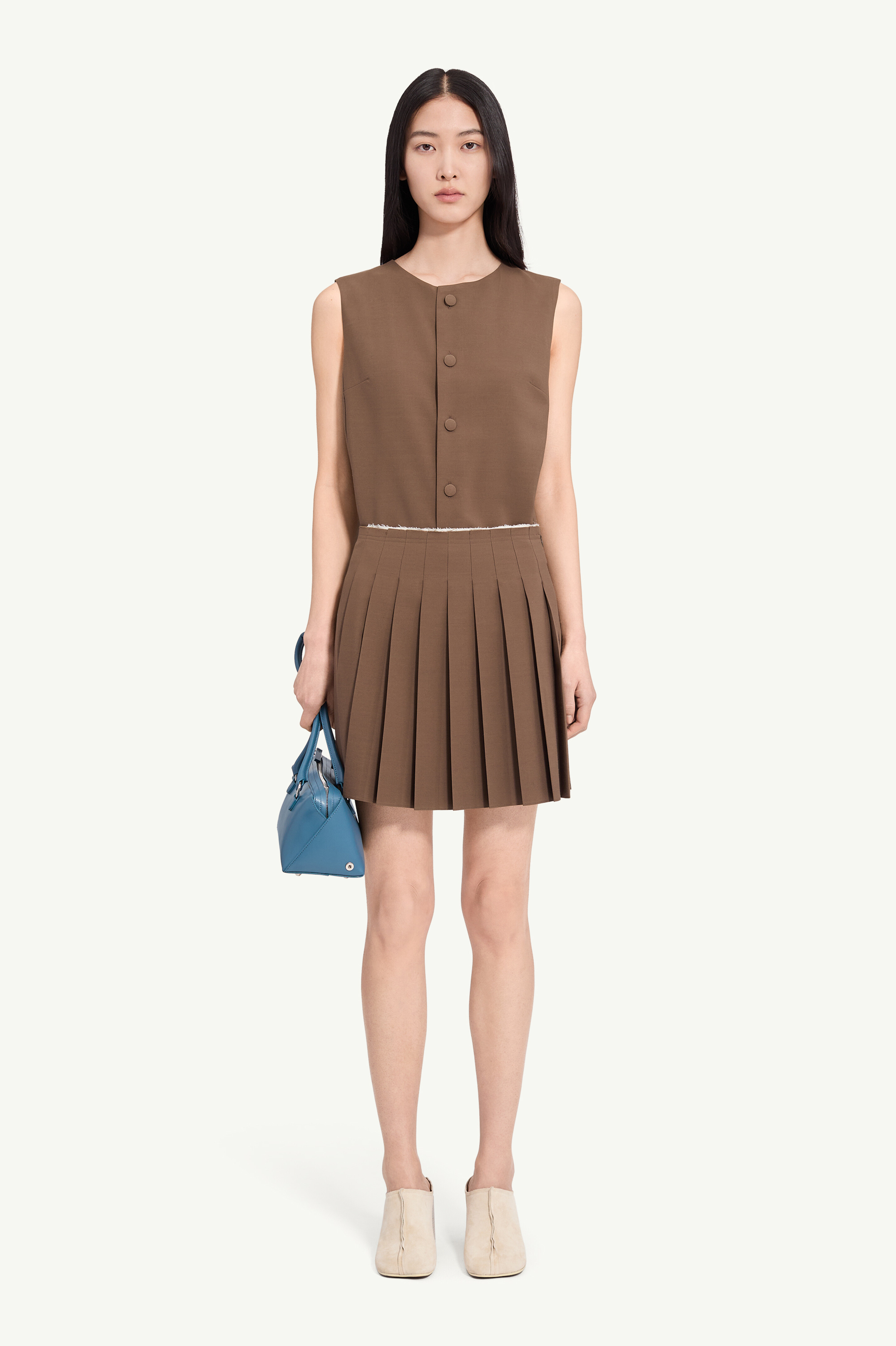 Wool blend mini skirt