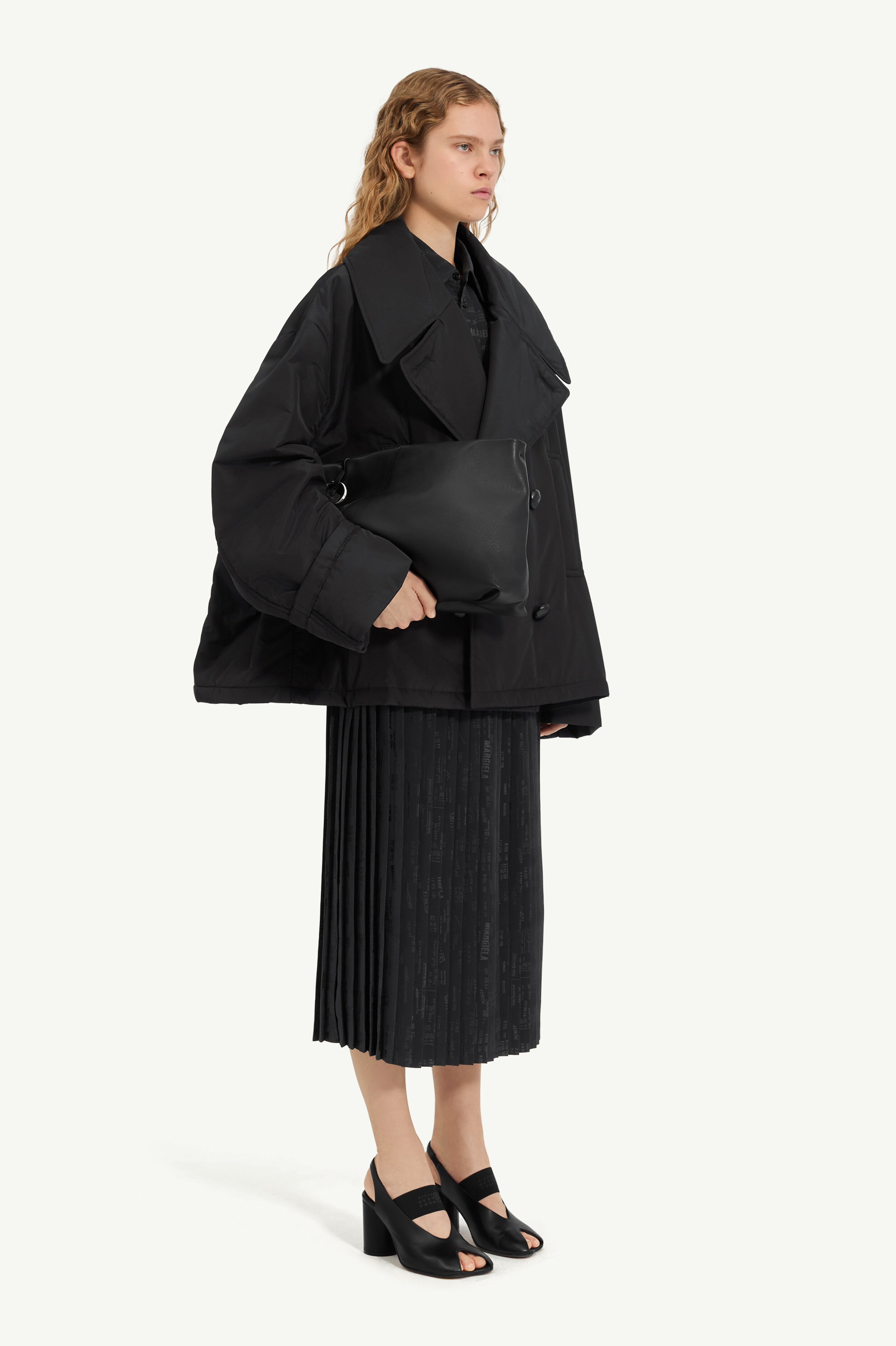 Black Padded peacoat | MM6 Official