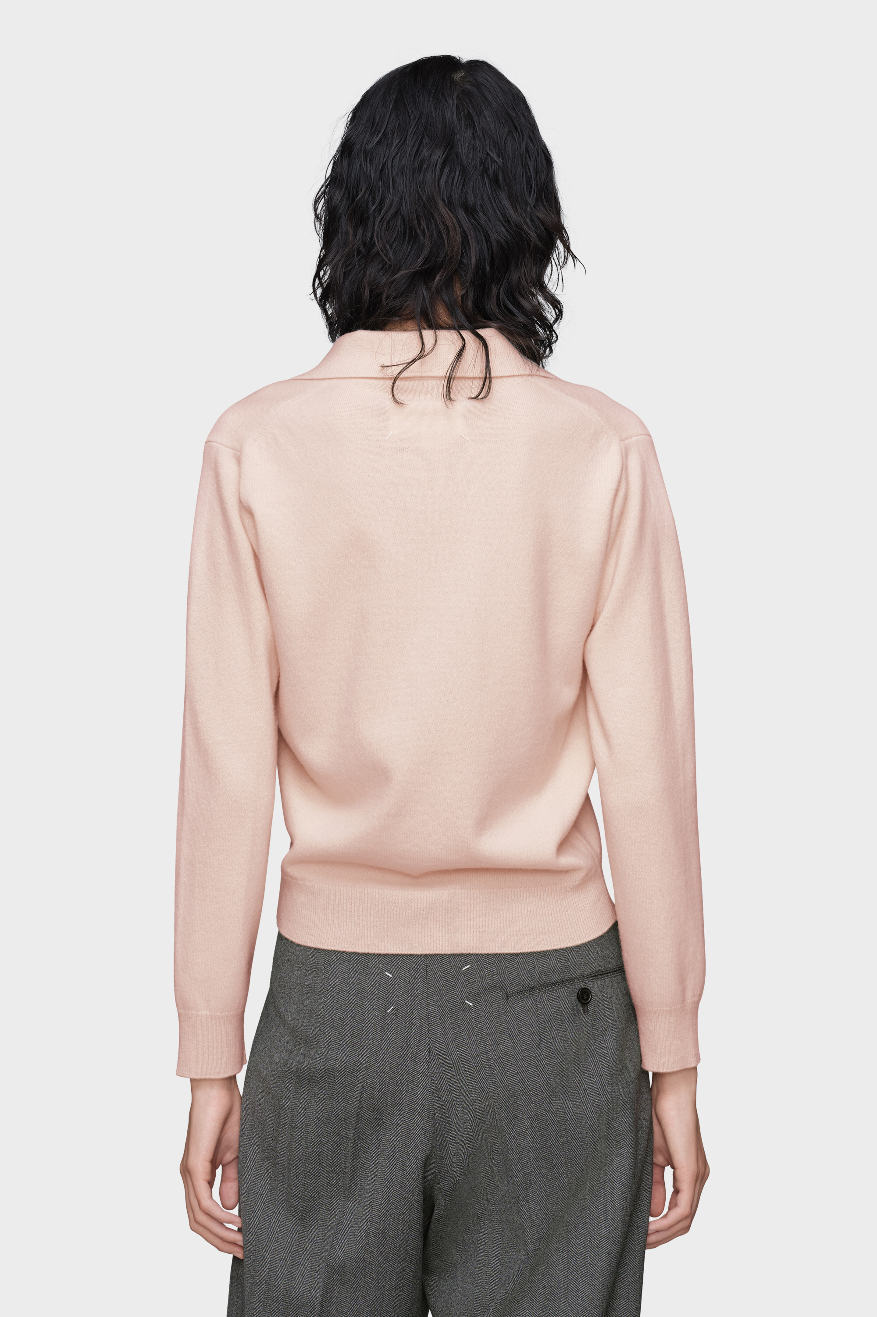 Women's Pink Wool Polo Knit Top | Maison Margiela