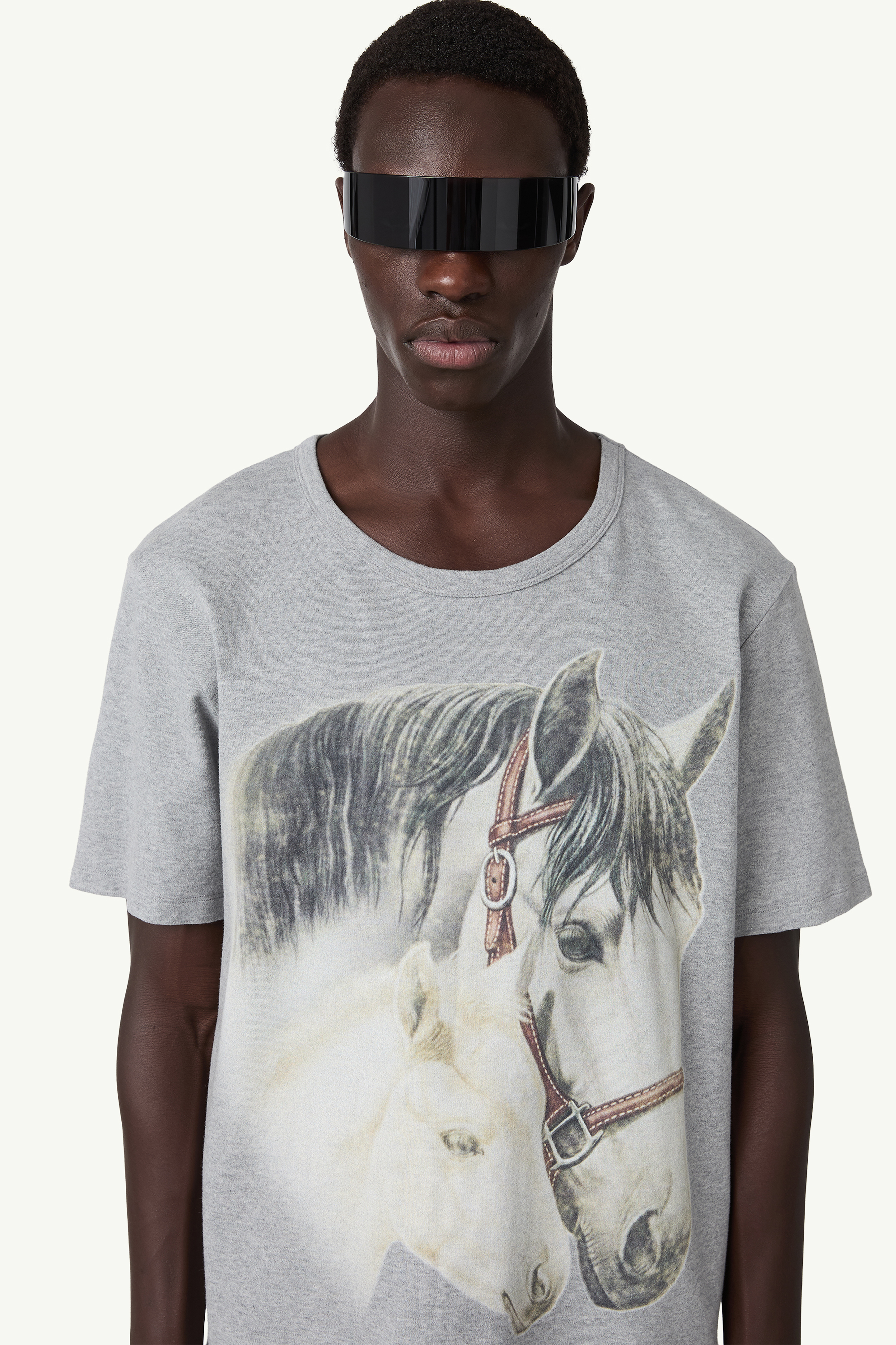 Gray Horse portrait print t-shirt | MM6 Official