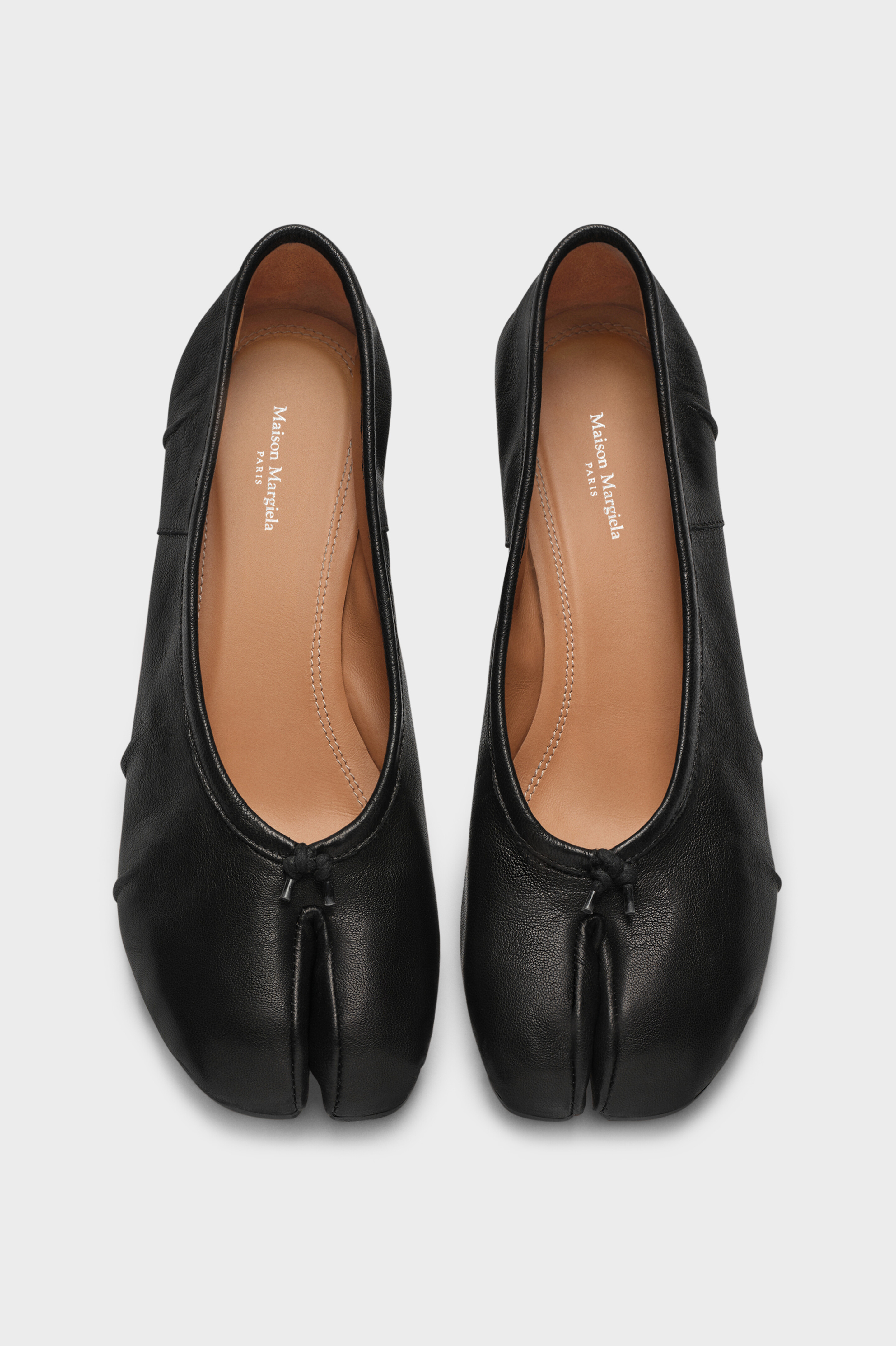 Black Leather Heeled Tabi Ballerina Flats| Maison Margiela