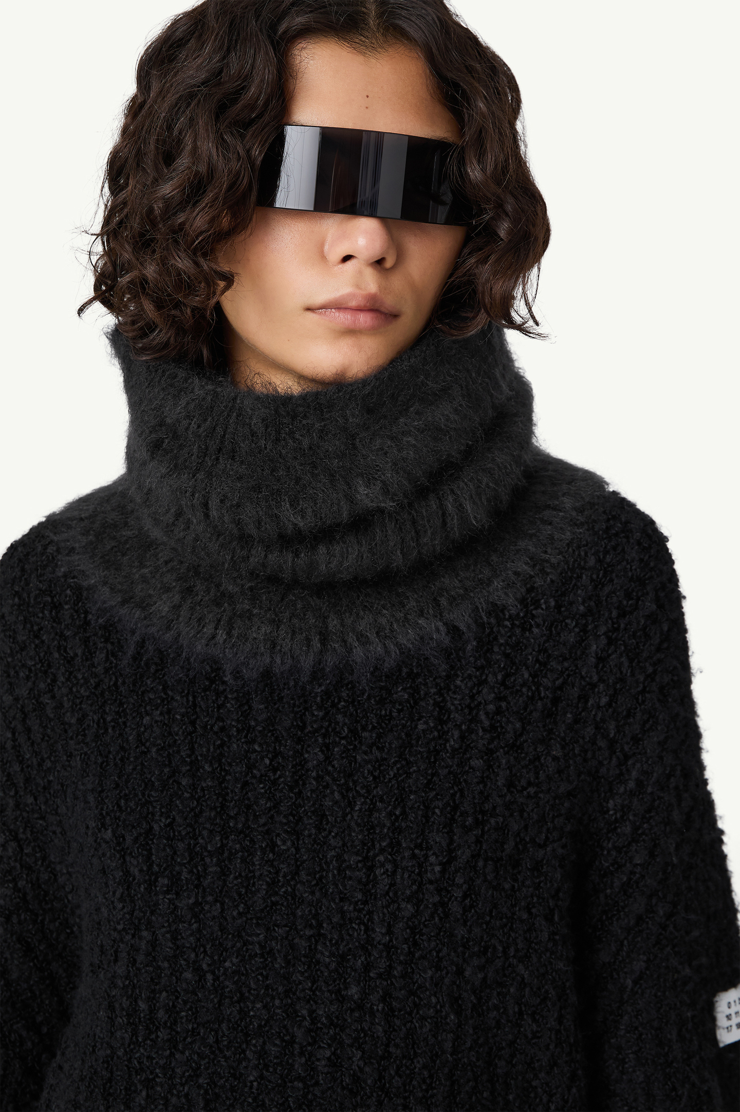 Black Brushed knit neck warmer | MM6 Official