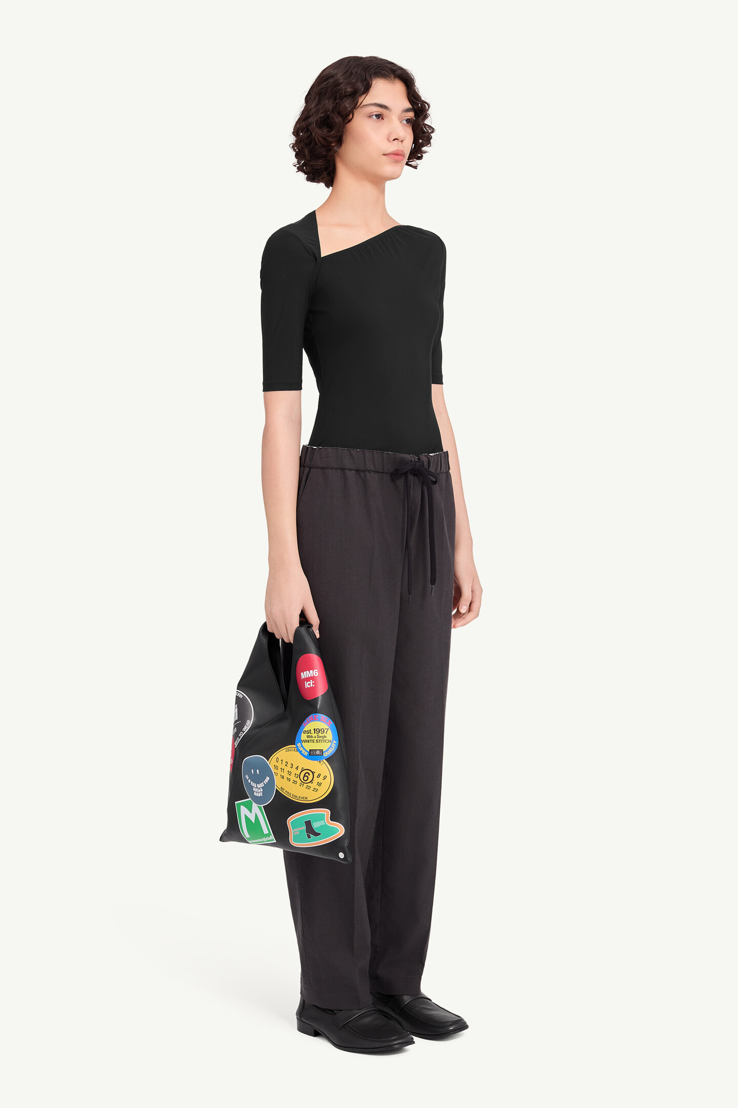 Asymmetric jersey top