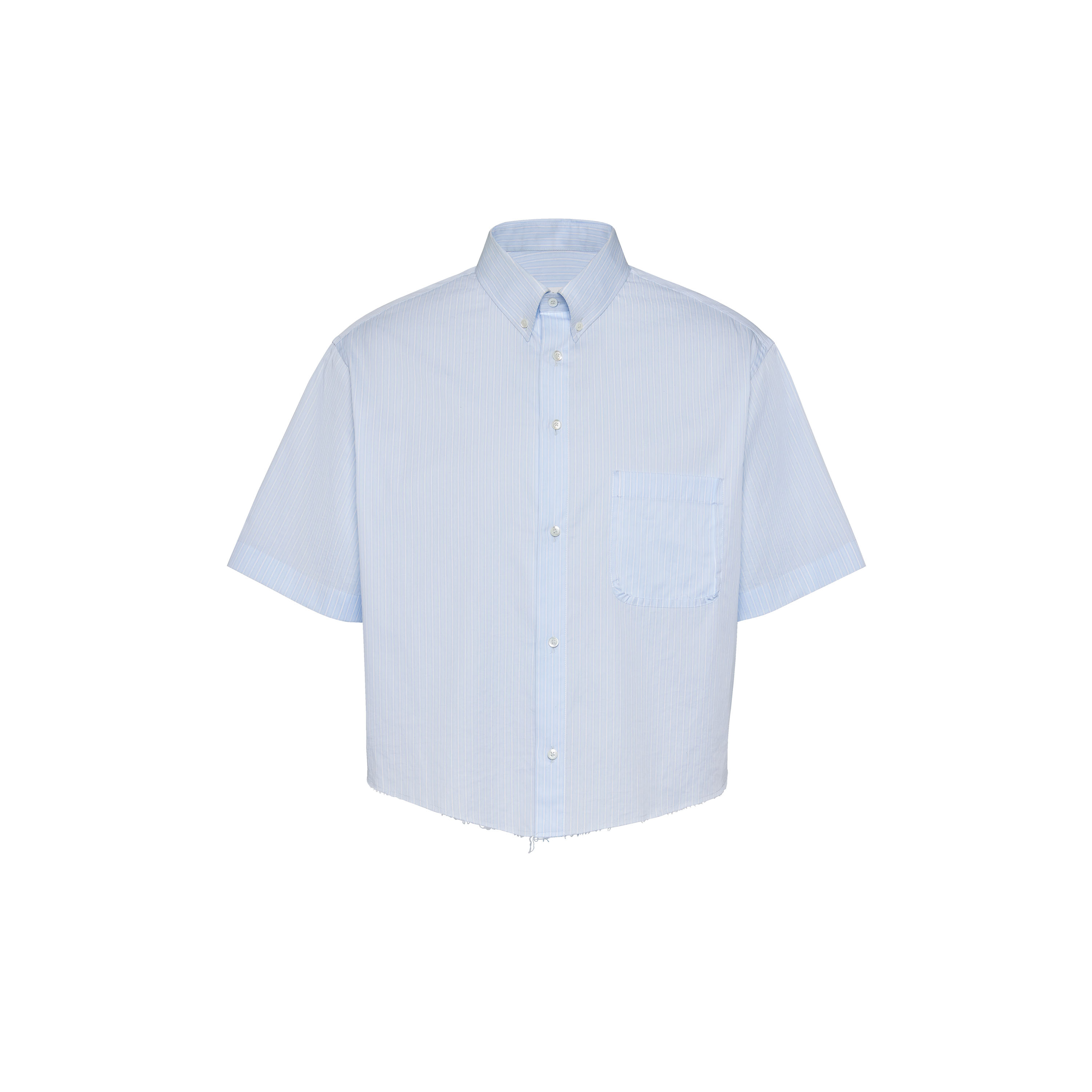 Men's Blue Cotton Short-Sleeved Shirt | Maison Margiela