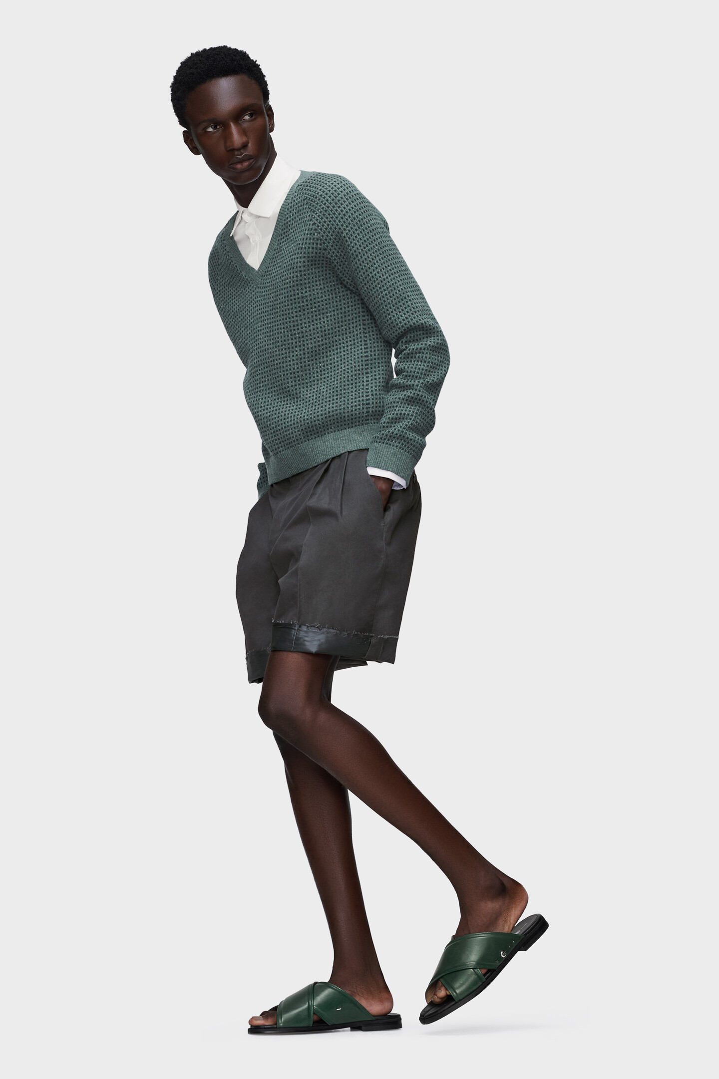 Wool-blend V-neck sweater